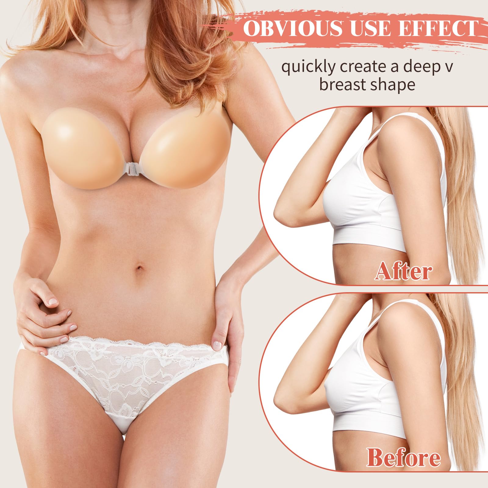 Premillow Sujetador adhesivo sin tirantes, sujetador adhesivo push up, 2 pares de sujetadores de silicona invisibles con cubiertas de pezón para mujer