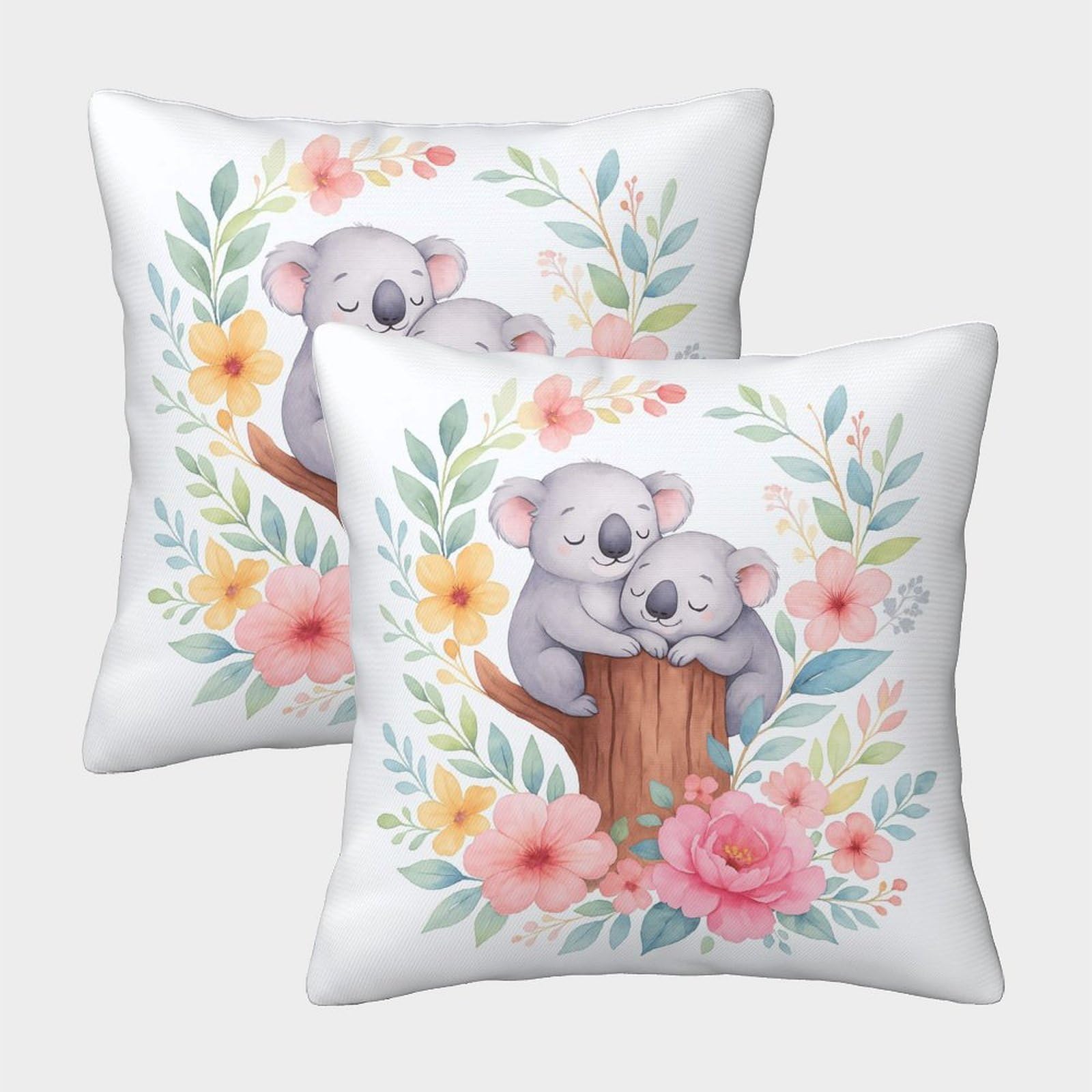 QFVANSIYO Pastoral Animal 3D Printed Pillowcase Microfiber Bedroom Decor Cartoon Floral Pillow Cover Soft Breathable for Adults Teens 45x45cm