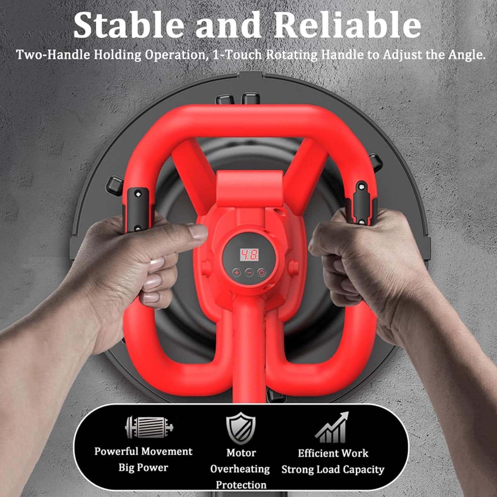 Lisciatrice Elettrica Per Pareti Senza Fili Da 1680 W, Display Digitale Lcd, Velocità Regolabile Da 1 A 6, Design Autoadesivo, Frattazzatrice Per Intonaco E Stucco Cementizio,2x37500mah