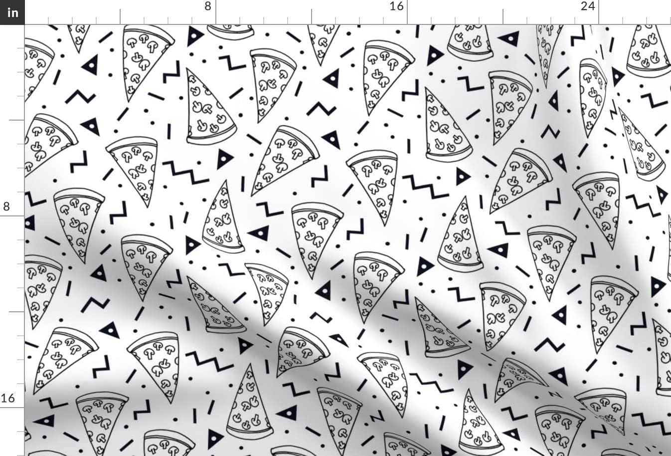 Spoonflower Fabric - Pizza Party Black White Shapes 90S Kids Triangles Food Triangle Printed on Minky Fabric by The Yard - Sewing Baby Blankets Quilt Backing Plush