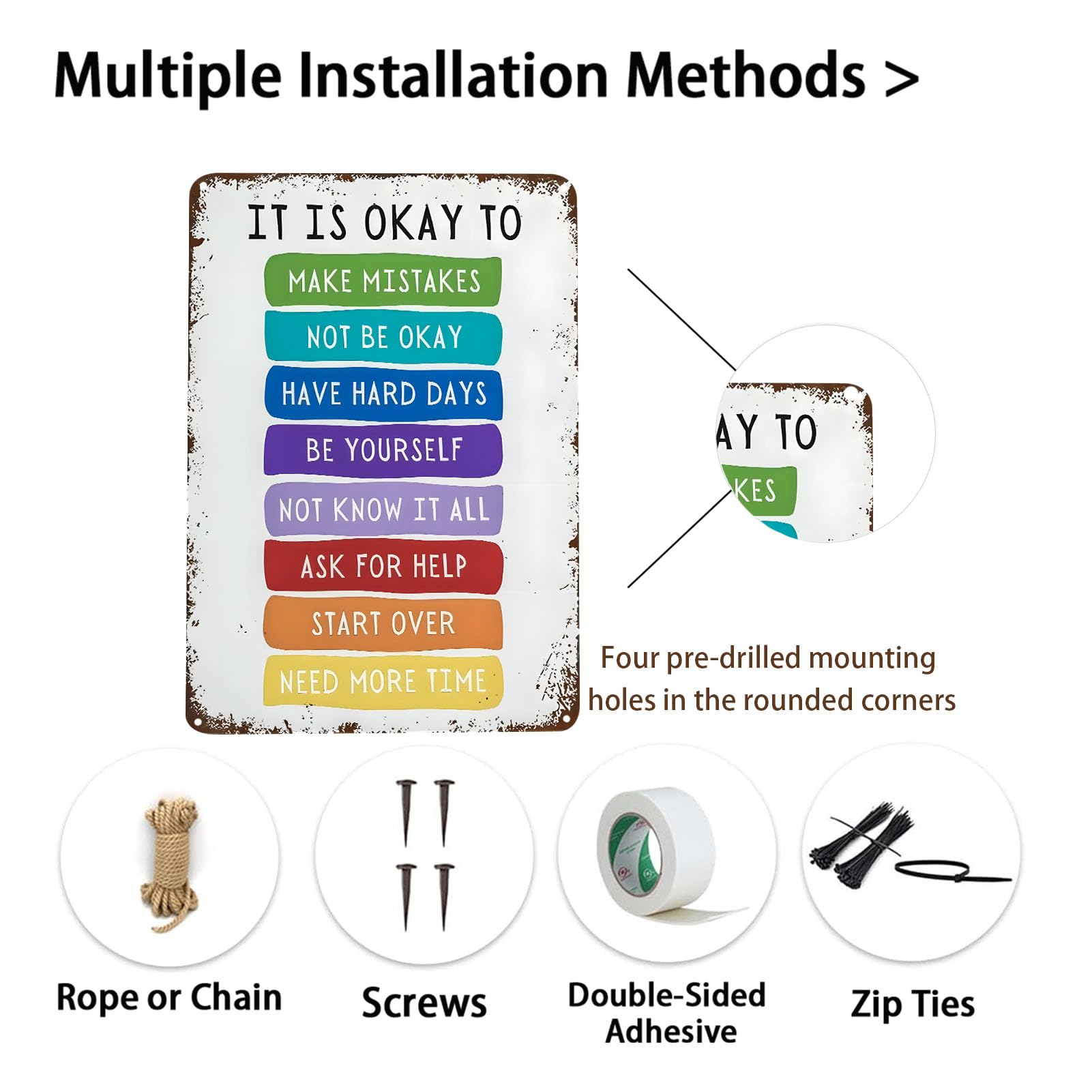 Metallschild 'Es Ist Okay, Nicht Okay Zu Sein' - Motivierende Wanddekoration 20x30cm