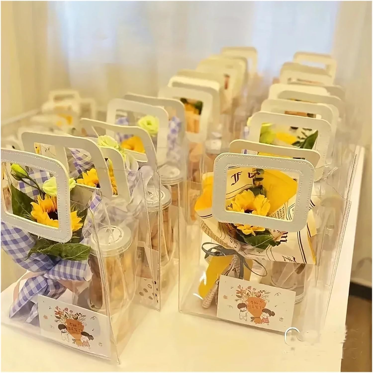Alianm Clear Gift Bags 15pc PVC Packing Bag with Handle Wedding Accessories Festival Souvenir Party Present Candy Jewelry Packaging