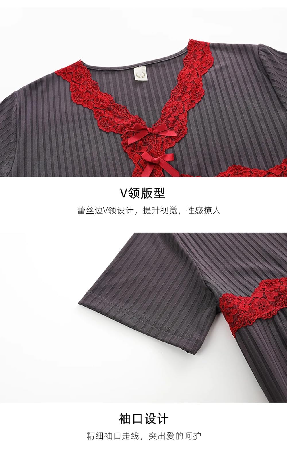 Camisón para Mujer - Camisón De Algodón para Mujer, Vestido para Dormir con Lazo, Camisón De Manga Corta, Camisón De Encaje Sexy, Ropa De Dormir, Vestido para Casa