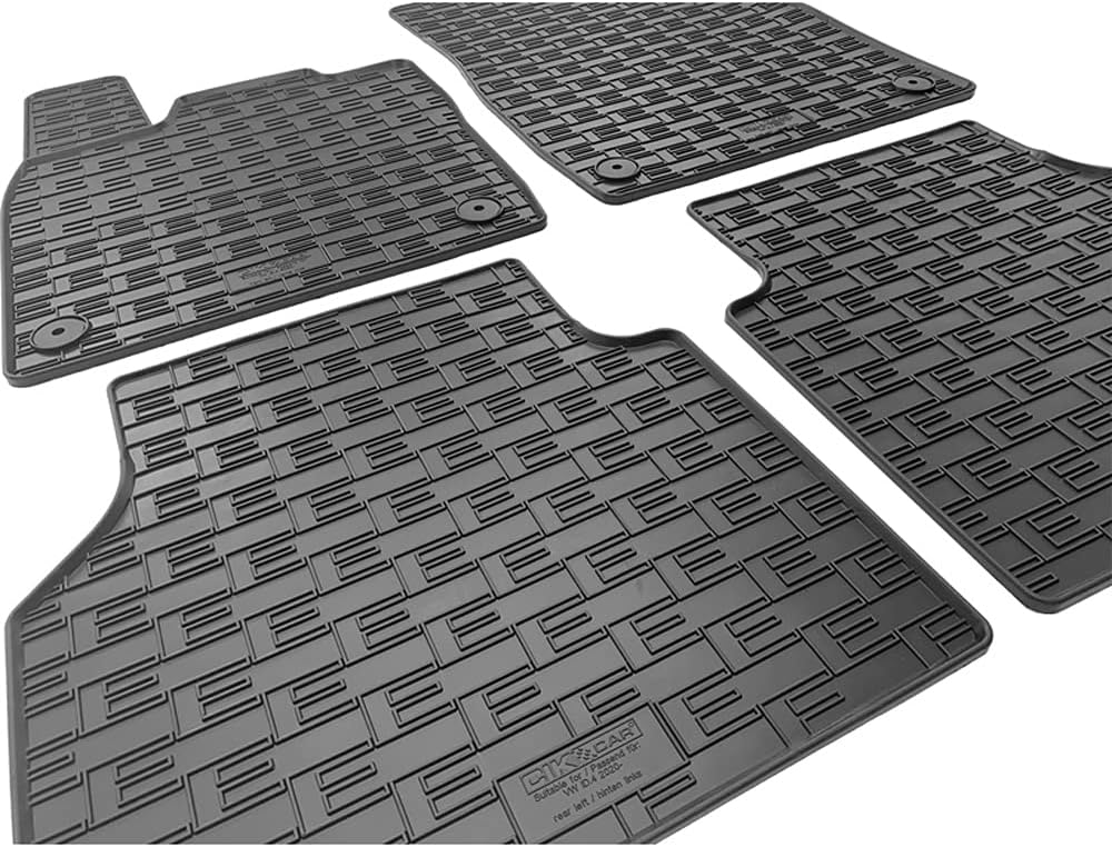 AUTO-STYLE Rubber car mats Set Compatible with Volkswagen ID.4 / ID.5 2020- & Skoda Enyaq iV 2020- incl. Coupé & Audi Q4 E-Tron (F4B) 2020- (4-Pieces + Fixing System)