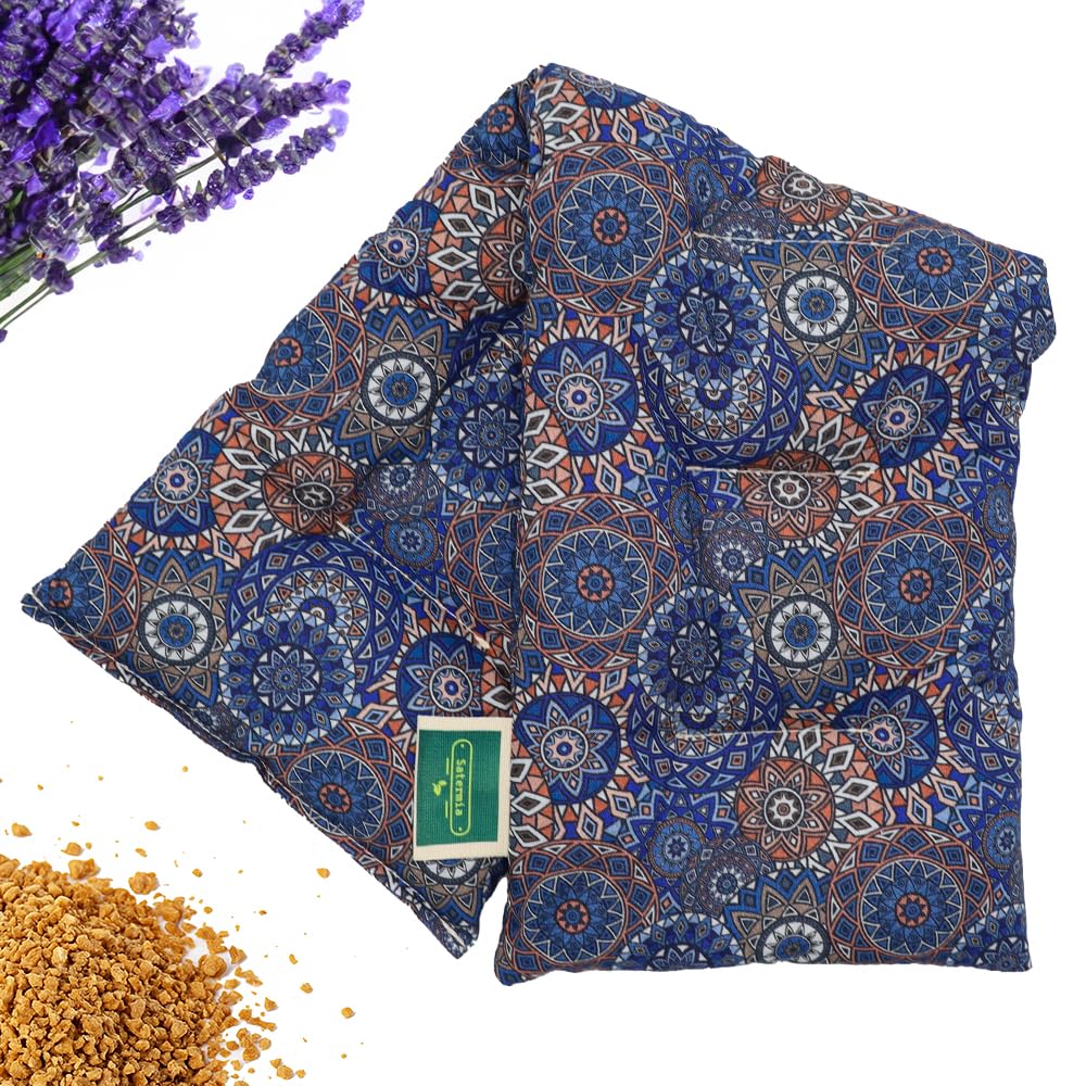 Saco Semillas Microondas - 50x15cm Semillas y Lavanda, 100% Algodón - Saco de Semillas para Microondas - Bolsa térmica Calor y Frío - Estampado Mandala (Mandala Ártico)