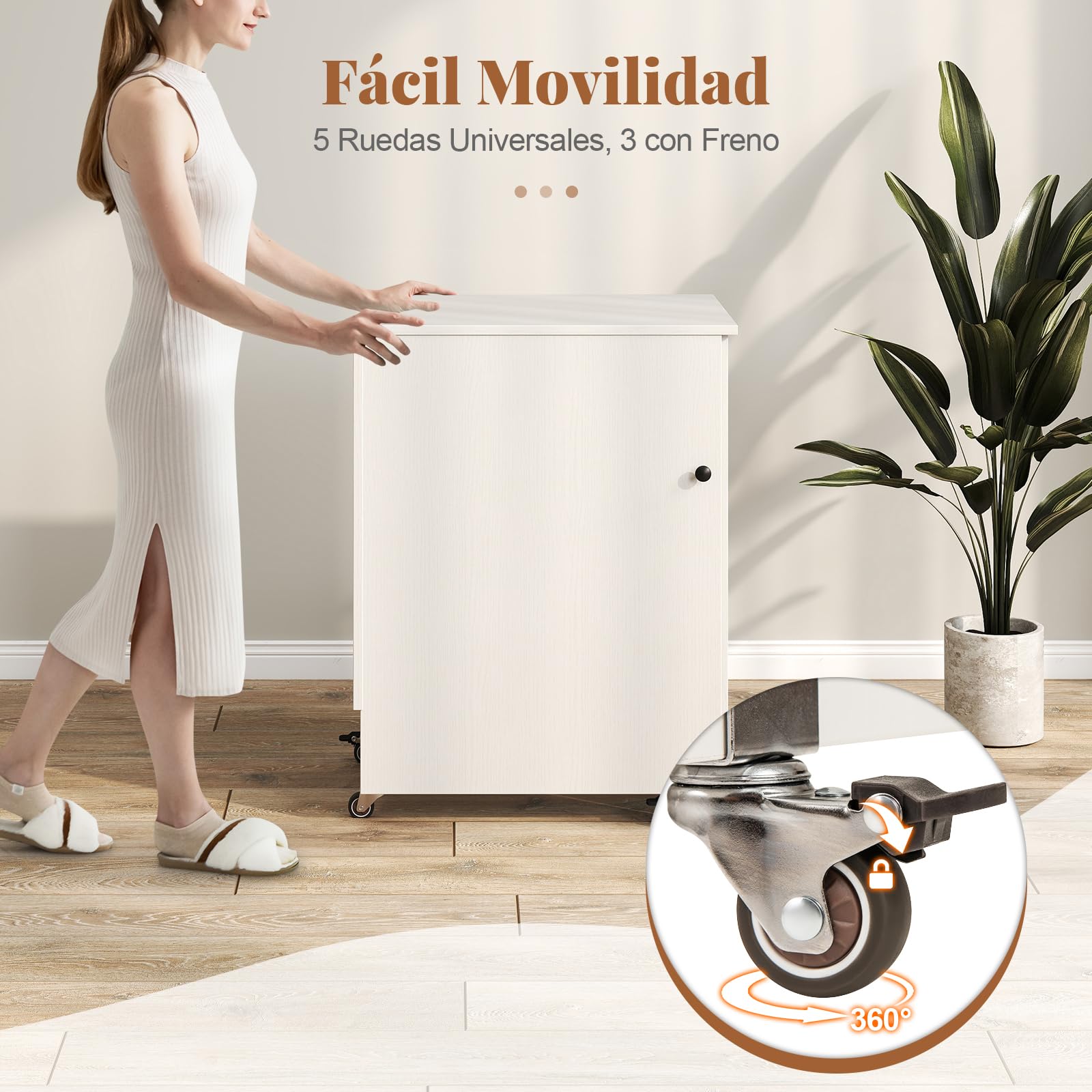 COSTWAY Mesa de Costura Plegable con Estación de Carga, con Estantes y Contenedores, Gabinete de Almacenamiento Rodante Multifuncional con Ruedas Bloqueables para Hogar, Dormitorio (Blanco)