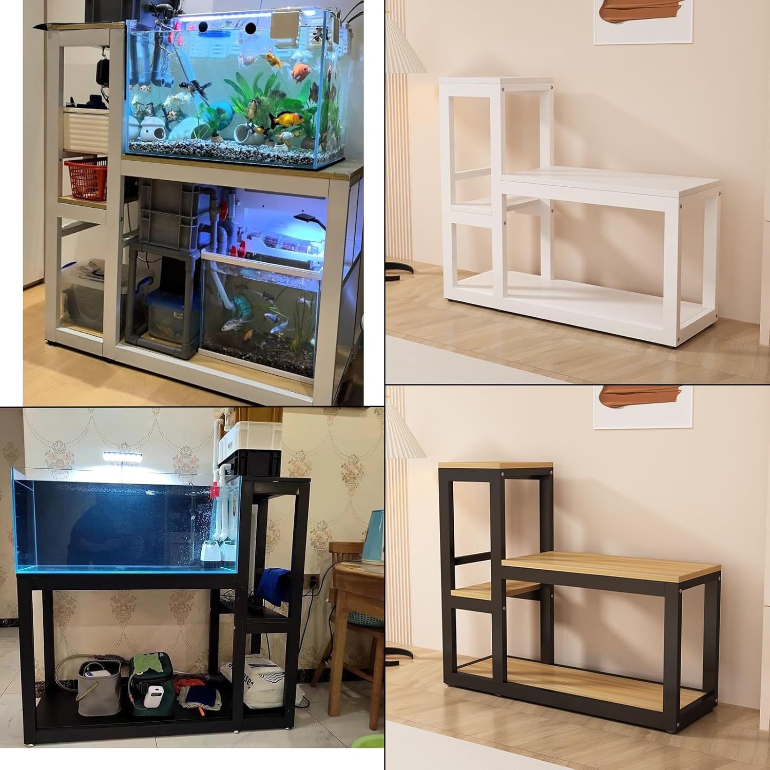 10-65 Gallon Aquarium Stand, Fish Tank Stand, Terrarium Stand, Reptile Tank Stand, Breeder Tank Shelf(Natural,130x50x120cm/51x20x47i)