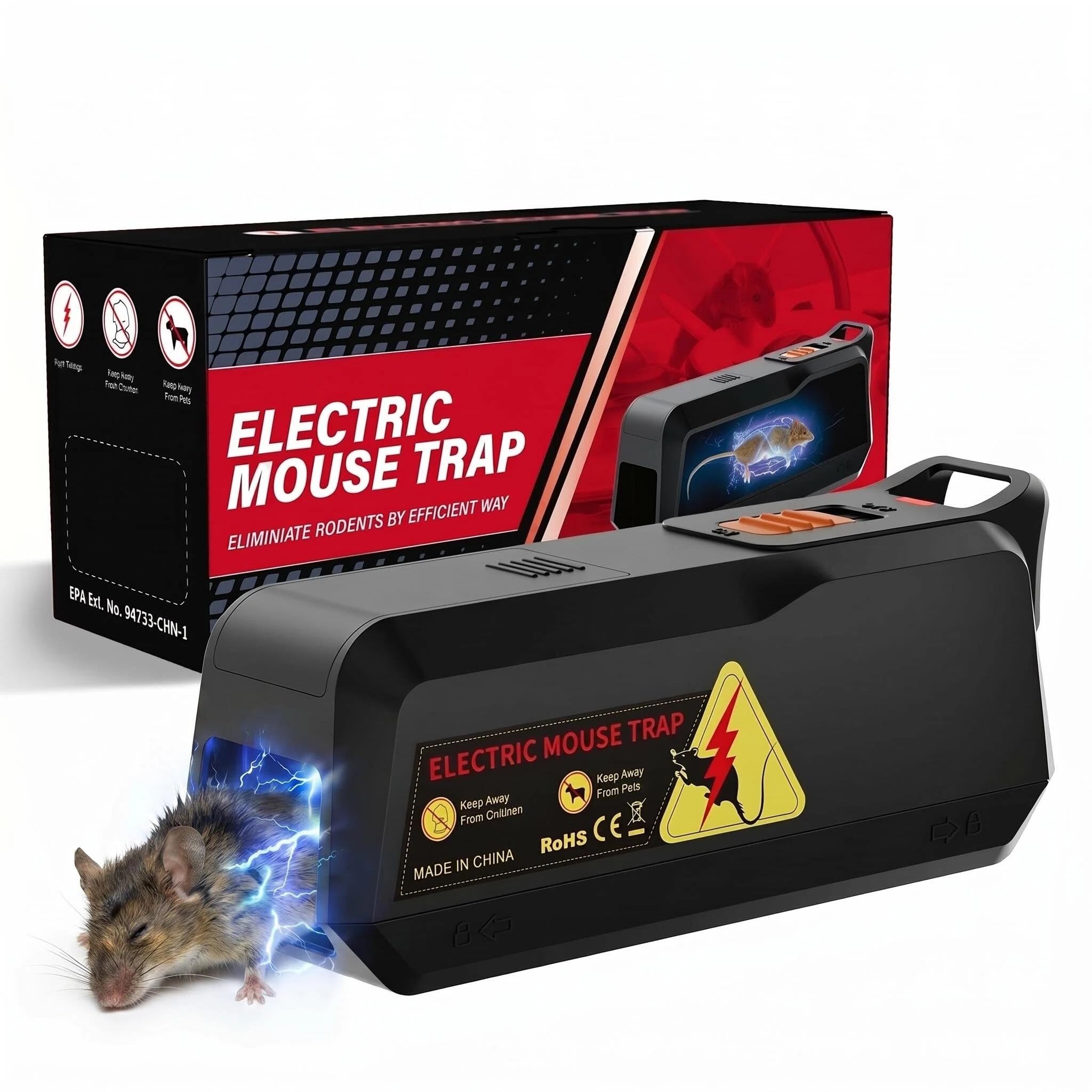 Rattenfalle Elektrisch, Elektrische Mausefalle für kleine Mäuse – Wiederverwendbar, Hygienisch, Netz- oder Batteriebetrieb, Sofortige und schmerzlose Bekämpfung