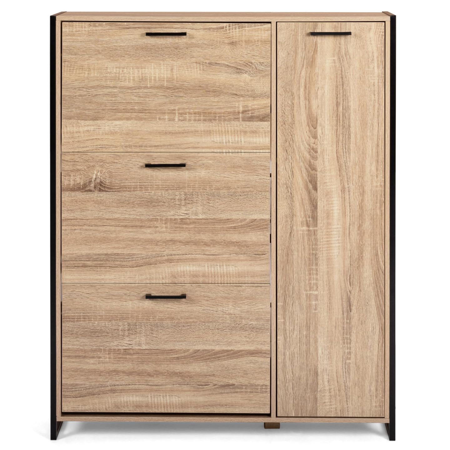 IDMarket Luis - Mueble para zapatos de 20 pares de 4 puertas con 1 armario de diseño industrial