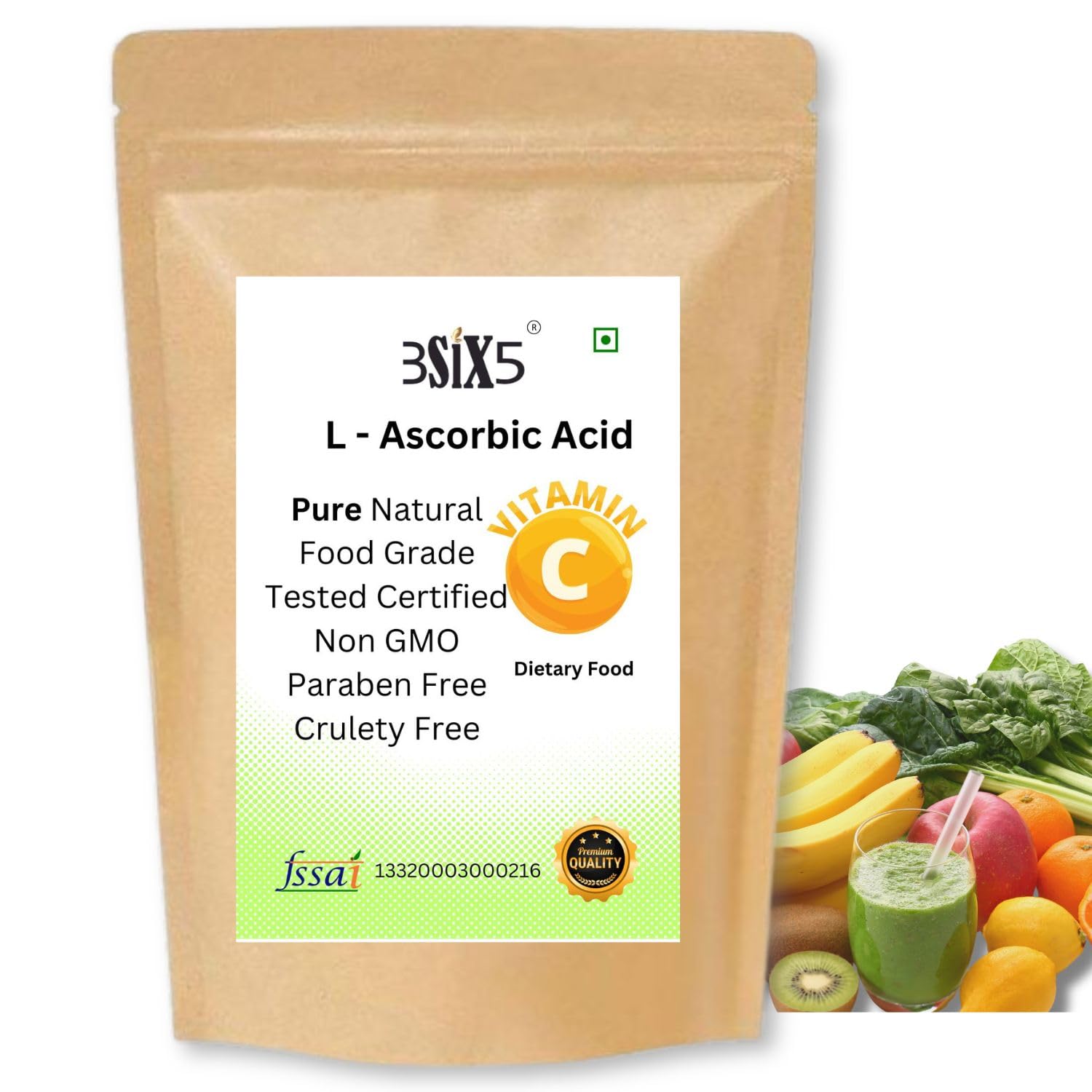 3SIX5 Vitamin C Powder (L-Ascorbic Acid) 100% Edible Food Grade | Immunity Booster, Skin Glow & Collagen Support | Antioxidant Supplement | No Additives (200gm) — Amazon image 11