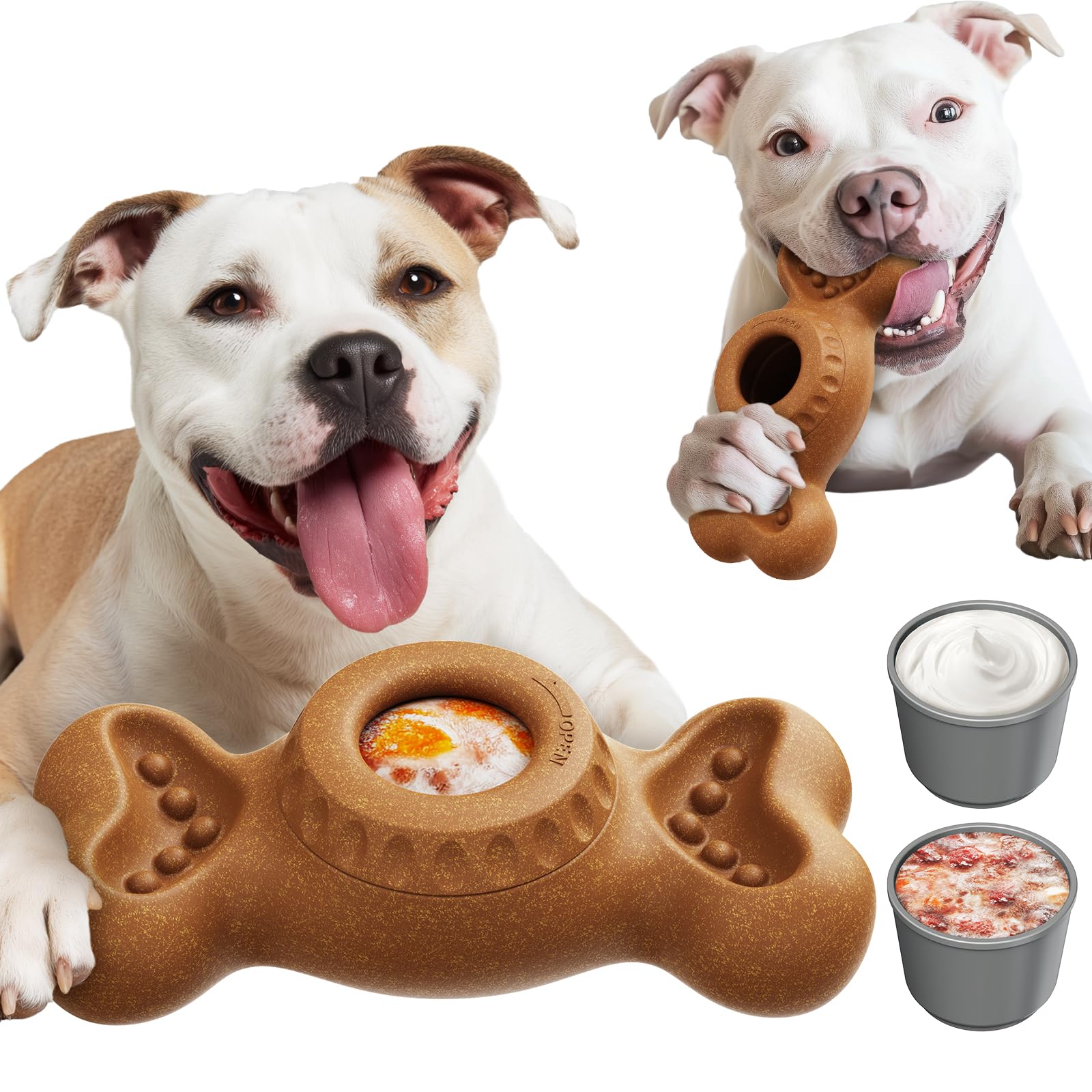 Niumowa Hueso para Lamer Indestructible para Perros Agresivos - Juguete Interactivo con Compartimento Extraíble para Snacks Congelados, Anti-Ansiedad y para Higiene Dental