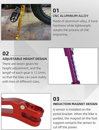 Miniatura 4 de JFG RACING Soporte para bicicleta Edirt, estriberas CNC para motocross eléctrica, Surron Light Bee X y SE Ride Pro S SS SRTalaria StingX160X260-Gold