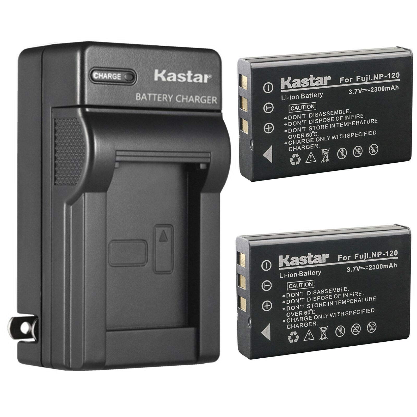 Kastar2-Pack NP-120 FNP-120 Battery and AC Wall Charger Replacement for Zohulu 4K Infrared Night Vision 24.0 Megapixel
