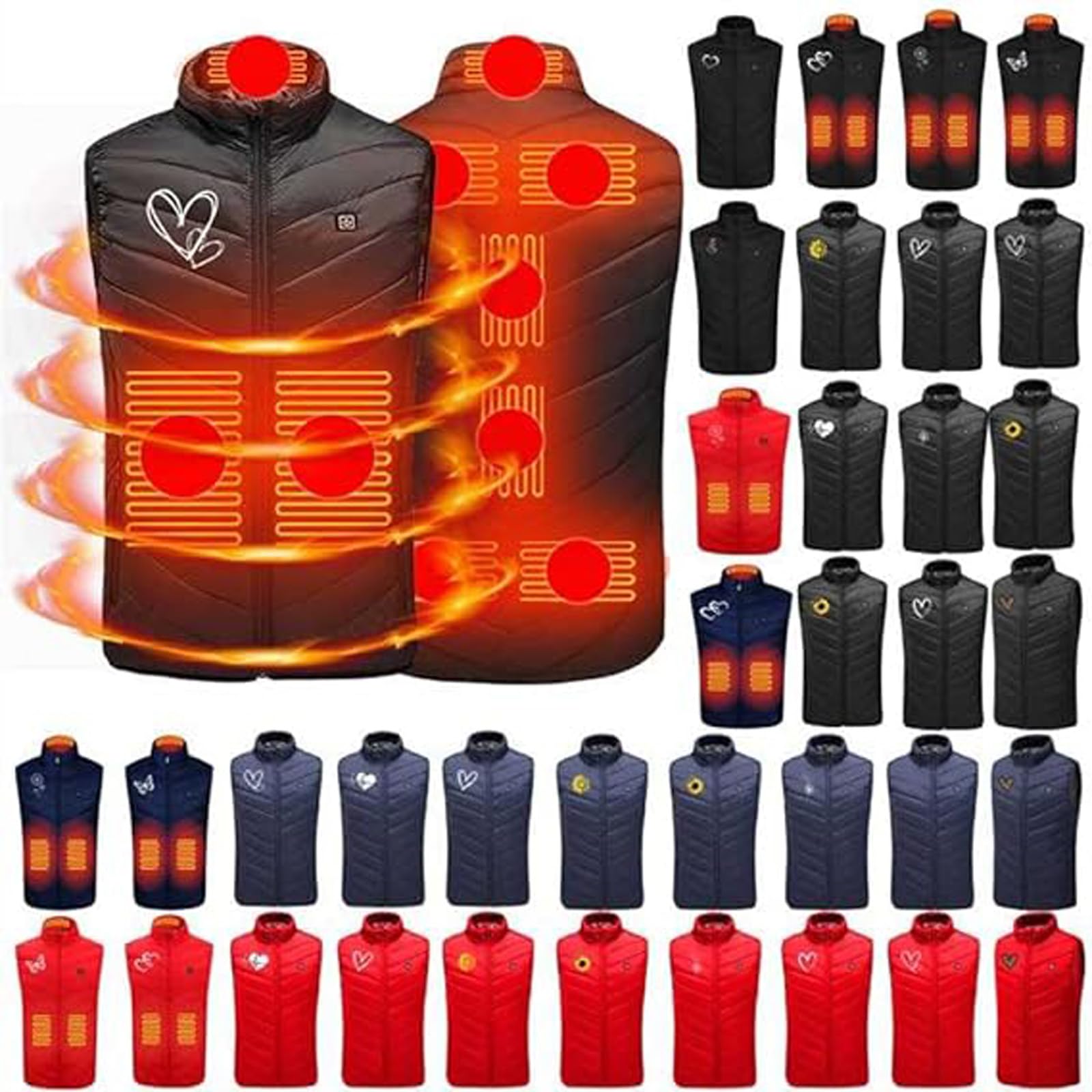 YAOJIWANG Gilet Chauffante Homme Femme Heated USB Veste Avec 27 Zones