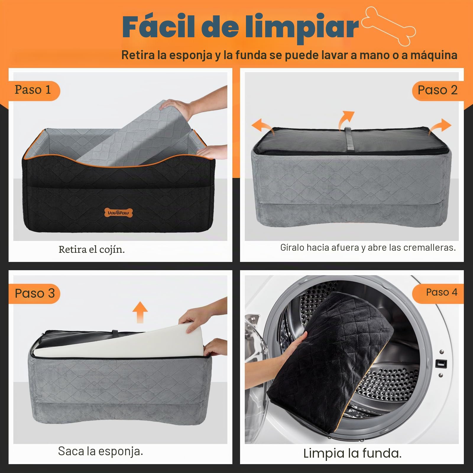 VavoPaw Asiento de Coche para Perro, Asiento Elevador Impermeable con Correa de Seguridad y Cojín Grueso, Cama Extraíble en Asientos Trasero para Mascotas Perro Mediano para Viajar