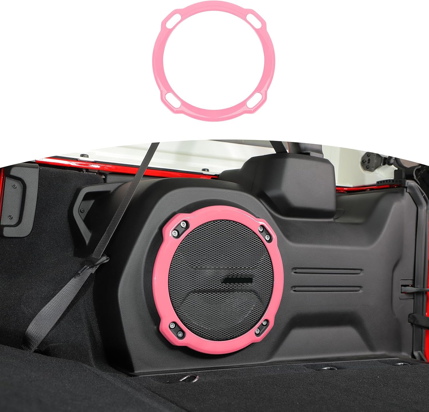 RT-TCZ for Rubicon Trunk Speaker Cover Trim Ring Pink for Jeep Wrangler JL Rubicon 2018 up Pink Interior Accessories