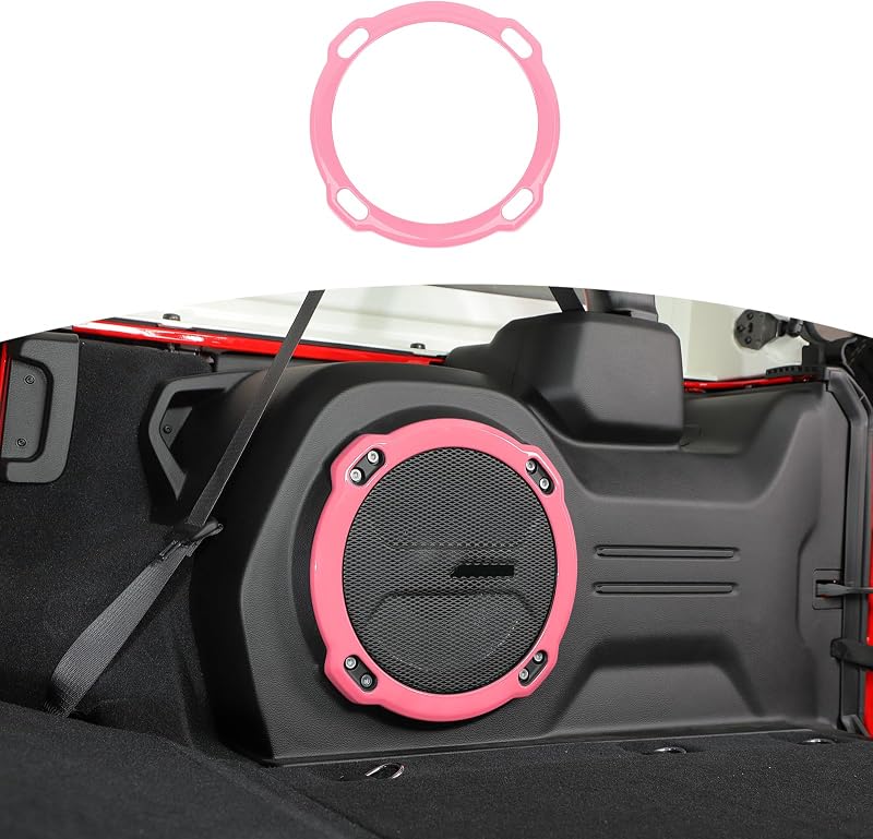 Aro Decorativo da Grade do Alto-Falante do Porta-Malas RT-TCZ Rosa para Jeep Wrangler JL Rubicon 2018 a 2024 – 2 unidades