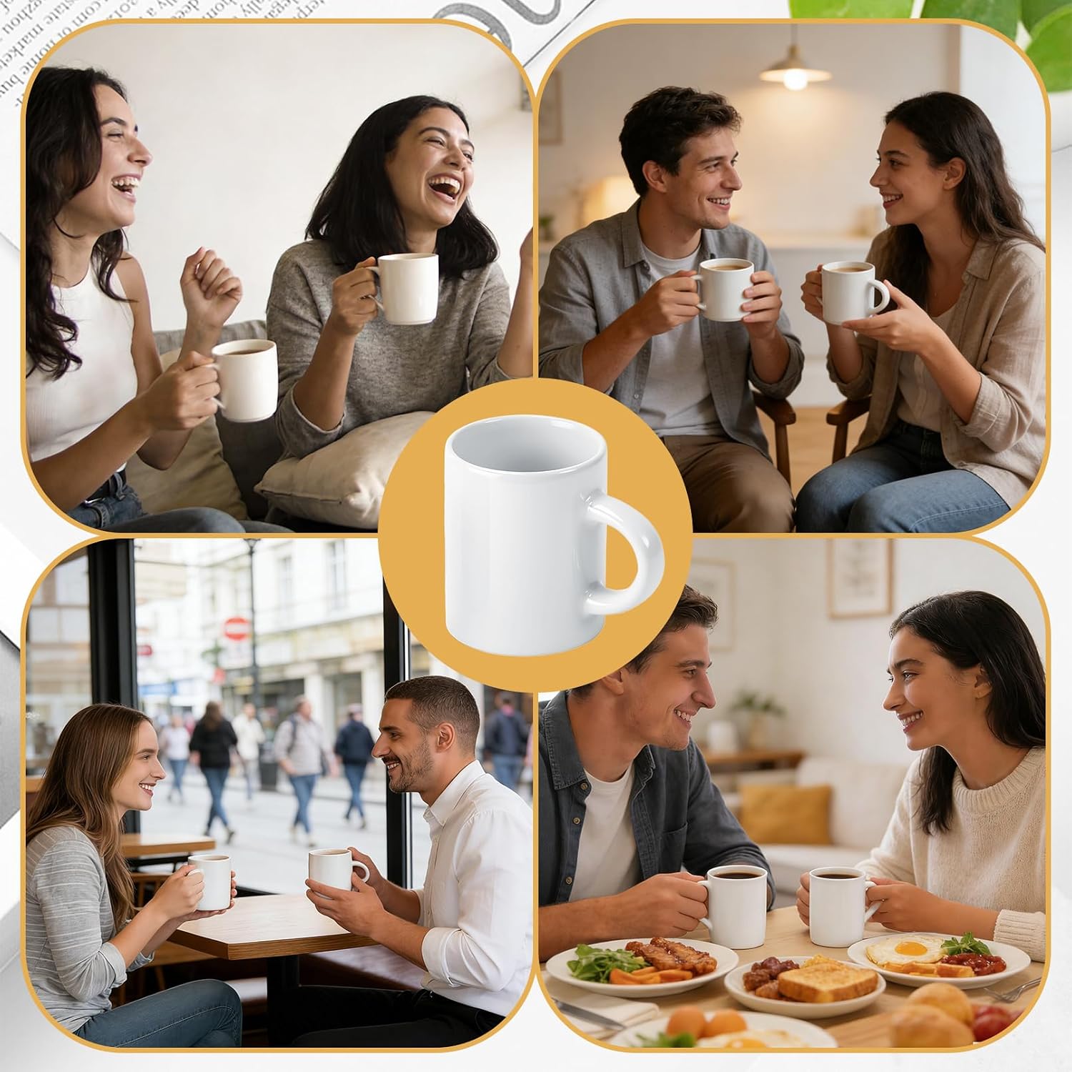 Espresso Cups Set of 4, Porcelain Demitasse Cups, 3 Oz