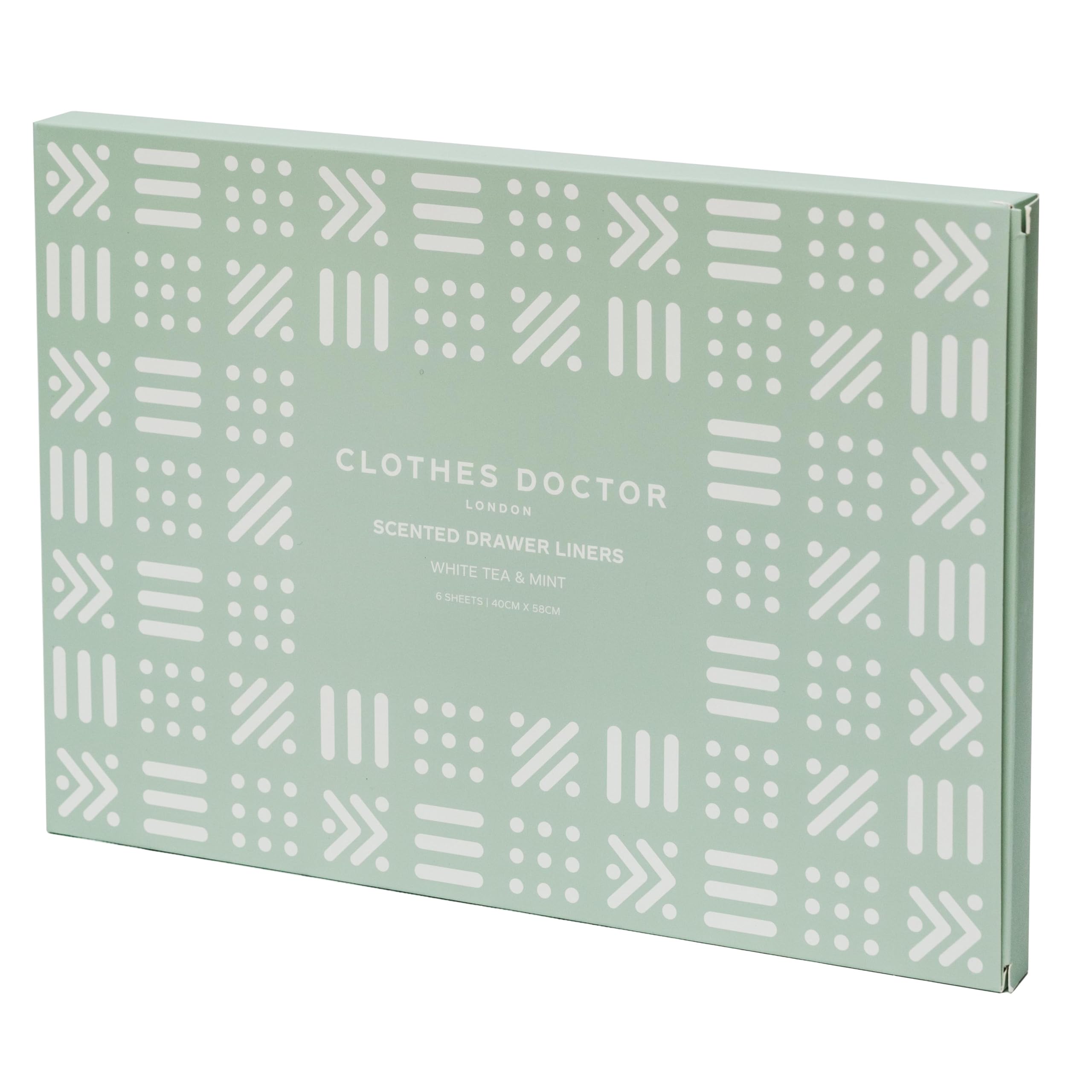 Scented Drawer Liners Infused with Essential Oils - 6 Large Sheets (58cm x 40cm), White Tea & Mint, 40W x 58L cm