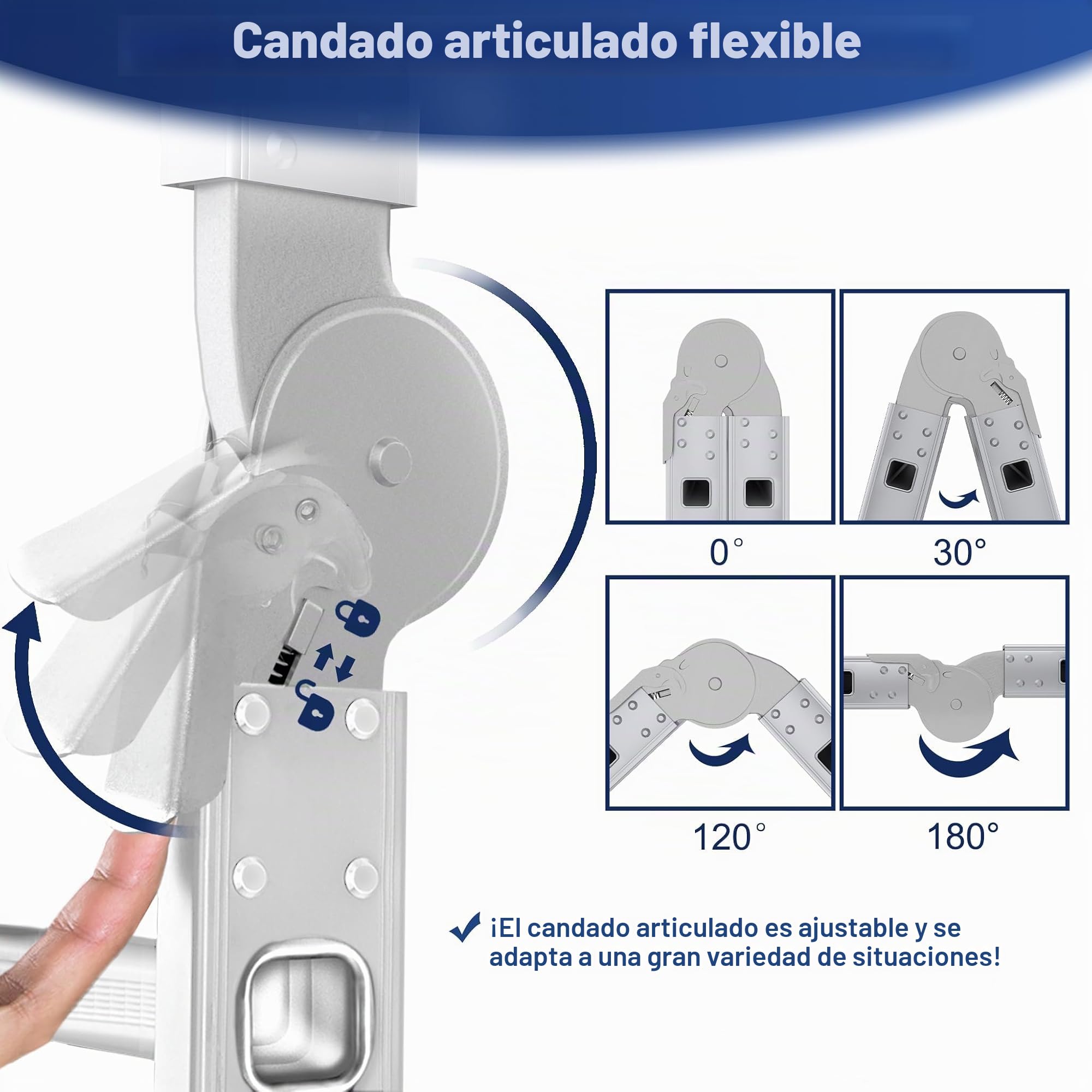 Froadp Escalera multiusos 6 en 1, 3,4 m, plegable, de aluminio, con 2 ruedas y plataforma, multifunción, soporta hasta 150 kg