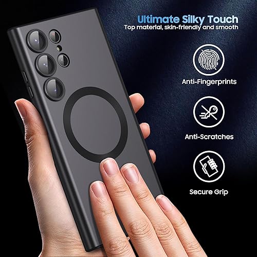 Vista 37 de Magnetic for Samsung Galaxy S24 Ultra Case [Compatible with MagSafe][Built-in Camera Lens Protector] Slim Soft Bumper TPU Shockproof Phone Shell