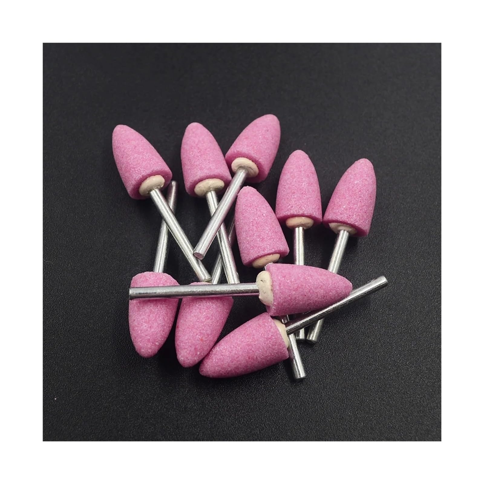 10 pezzi di mole abrasive in ceramica montate su albero da 3 mm for lucidatura di utensili rotanti elettrici a forma di proiettile, rosa