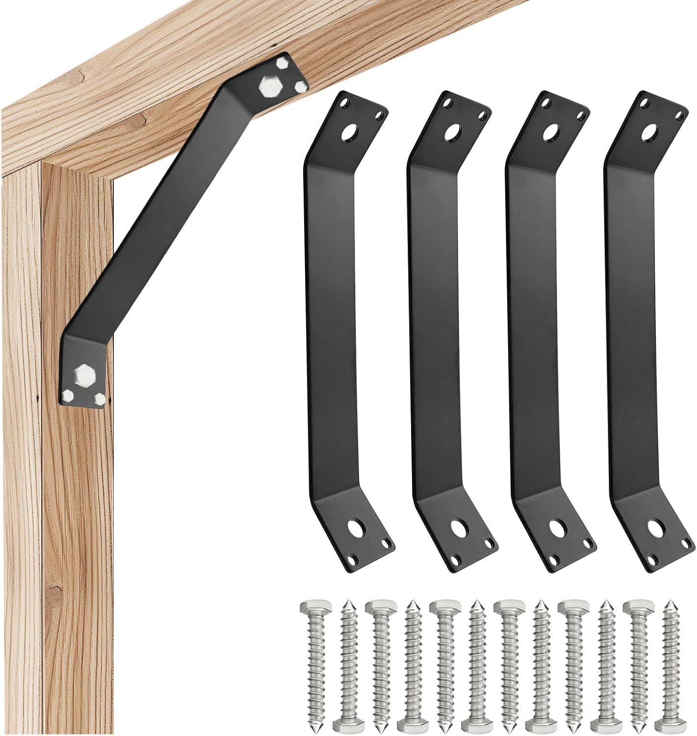 8pcs Inside 45 Degree Angle Bracket,L/7-1/4 x 1/8 x W/1-1/2 DIY Corner Connector Brace,Desk Edge Box Pergola Gazebo Bracket,Heavy Duty Inside Joint for Butt-Join Post and Wood Beam