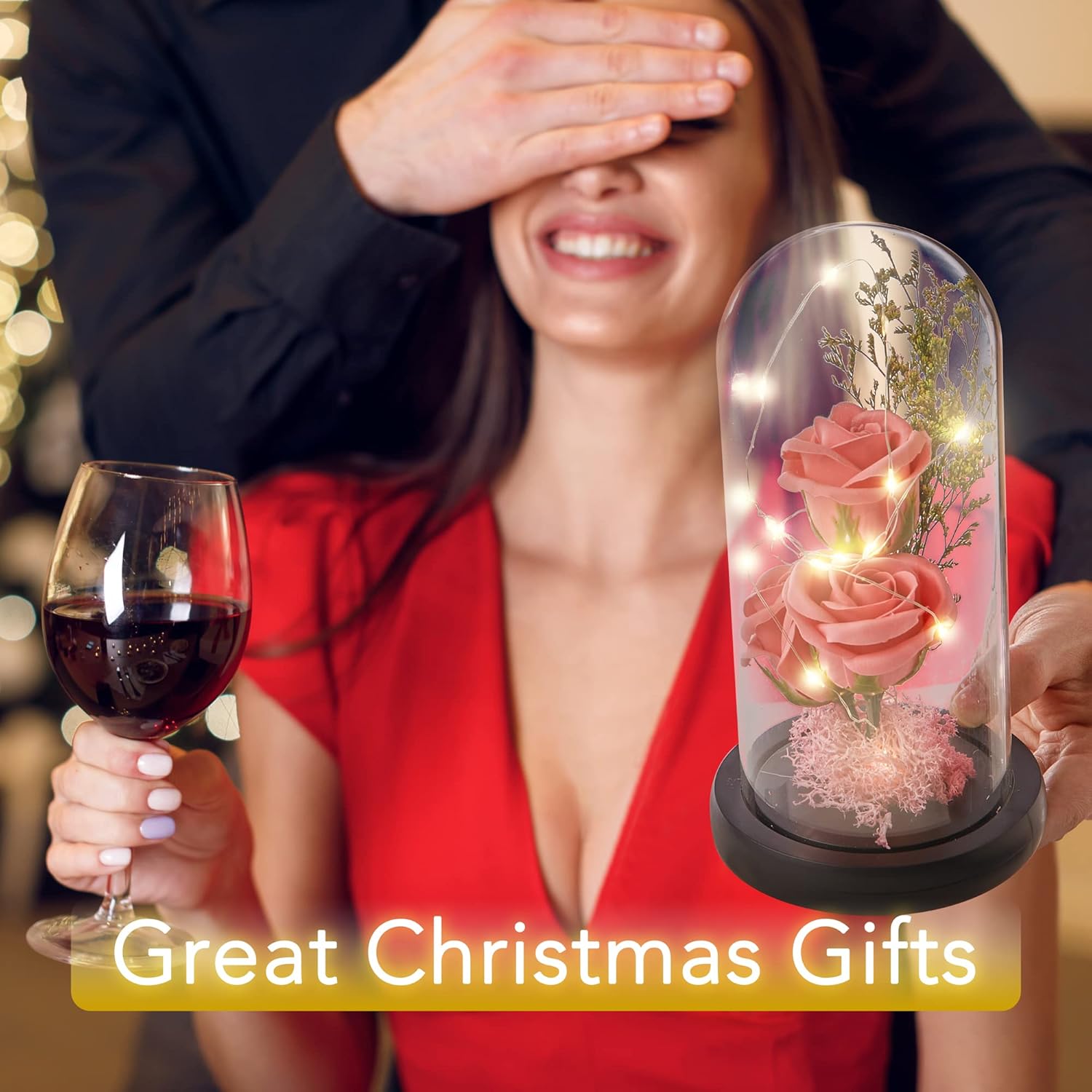 Preserved Flower Gift, Light Up Rose in Glass Dome, Eternal Forever Rose Flower Gifts for Her, Grandma, Mother’s Day, Valentine’s Day, Anniversary, Birthday, Christmas Decorations, Rose Pink - Image 5