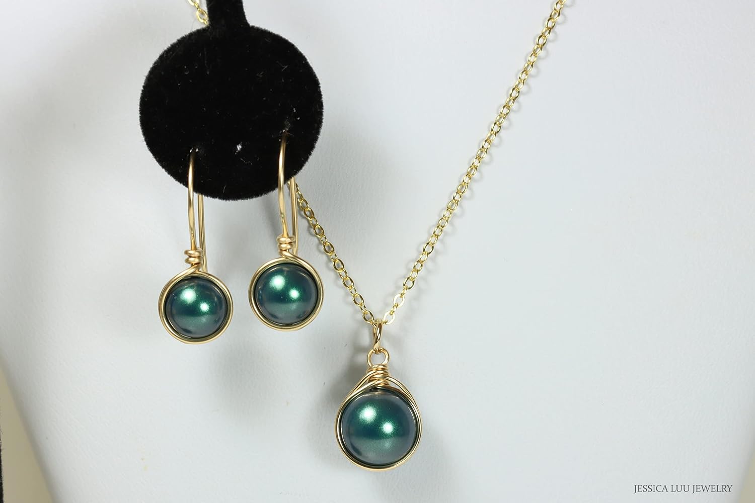 Tahitian Pearl Necklace Gold Filled Wire Wrapped Handmade