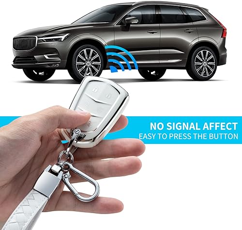 Miniatura 3 de Funda compatible con llavero Cadillac con cordón de cuero, funda protectora para llave de automóvil para Cadillac Escalade CTS SRX ATS CT6 SRX XT5