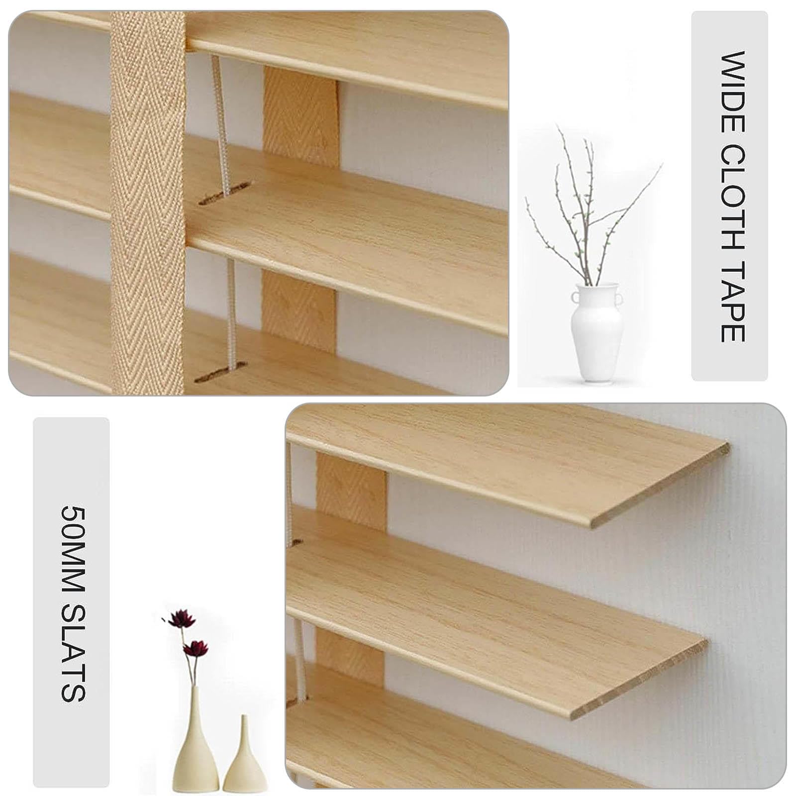 Horizontaal raamgordijn Massief houten horizontale horizontale jaloezieën for binnen, jaloezieën 50/60/70/80/90/100/120/150 cm, verduisterende houten jaloezieën for ramen, warmte-isolatieluiken, 50 mm