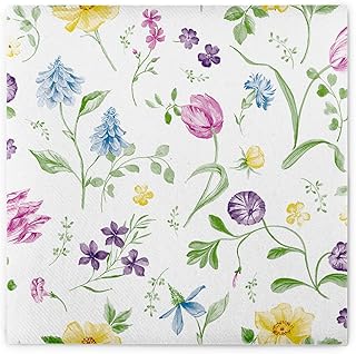 Mank Airlaid Servietten 40x40 cm Premium Einweg Serviette Hochzeitsservietten stoffähnlich und saugstark perfekt für Hochzeit & Partys Frühling 50 Stück Blumen Veronique
