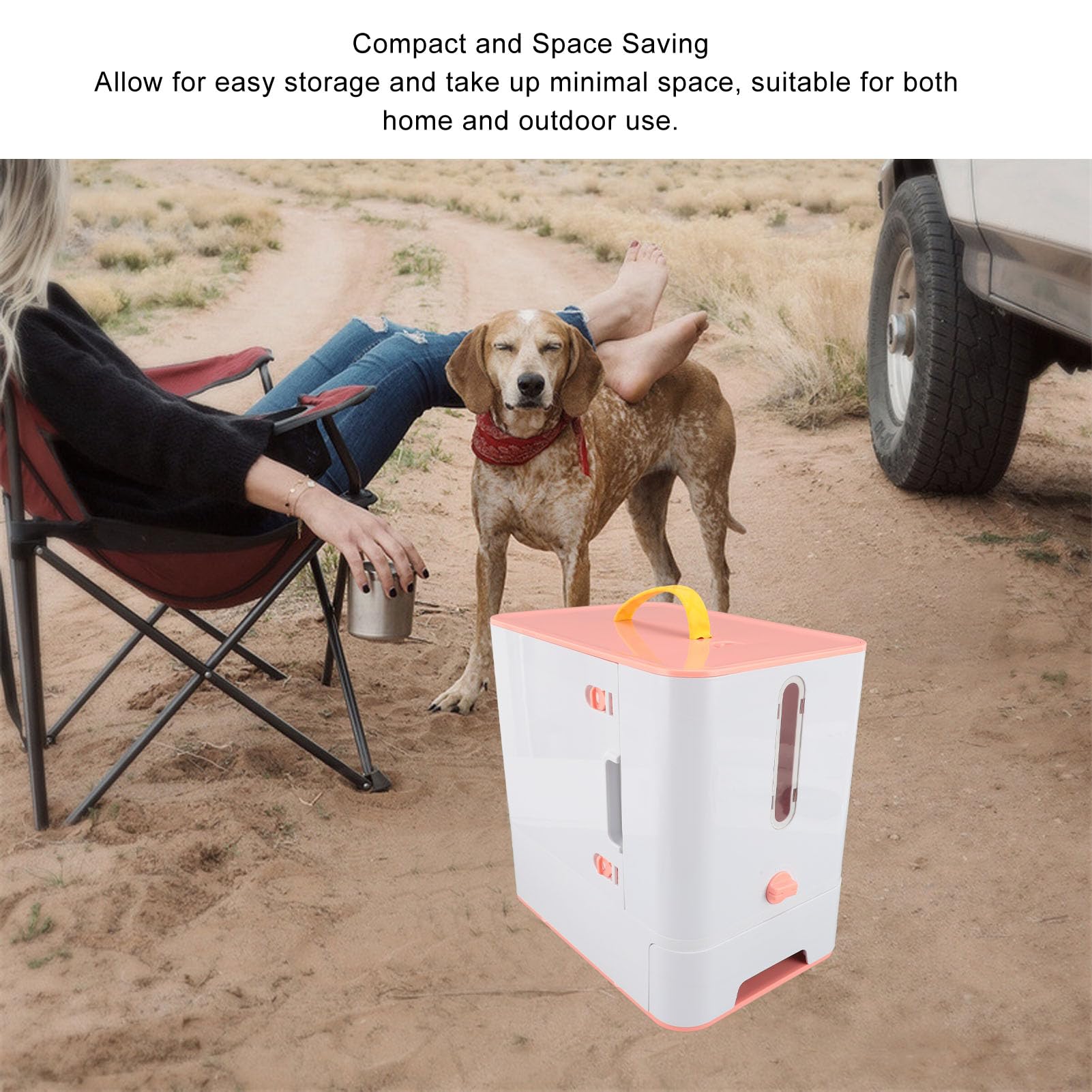 Contenitore per alimenti per animali domestici, dispenser portatile per cibo per cani e gatti, organizer per snack di grande capacità, design compatto salvaspazio, stile semplice per casa