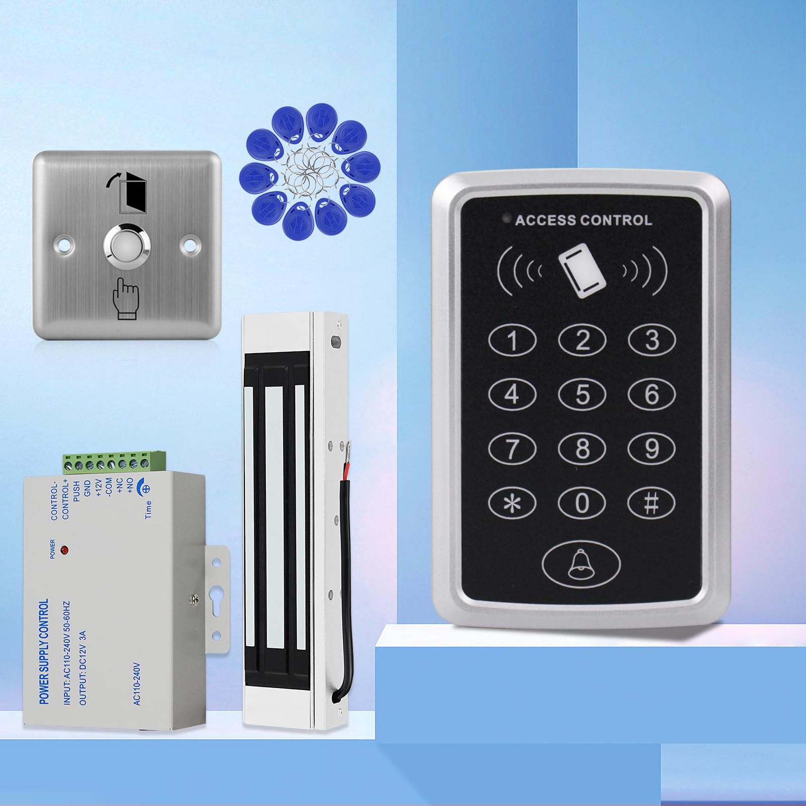 Kit sistema di controllo accessi autonomo Controller tastiera Tastiera RFID impermeabile Lettore porta con password Capacità di 1000 utenti Apertura porta intelligente 10 portachiavi ID