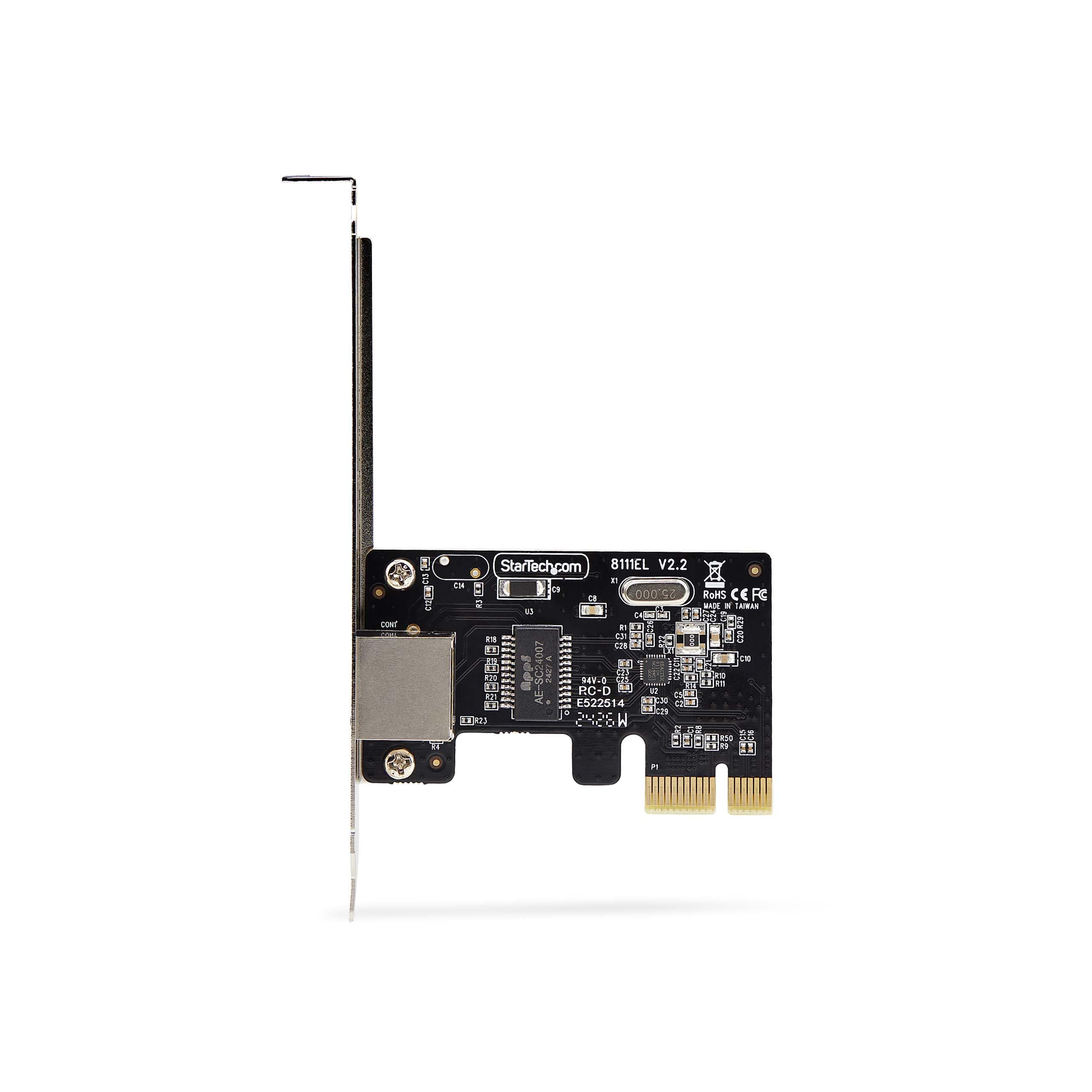 StarTech Carte Réseau PCIe Gigabit 1 Port, Realtek RTL8111H (ST1000SPEX2T) | Carte LAN PCI Express, 10/100/1000Mbps, NIC, Wake-on-LAN