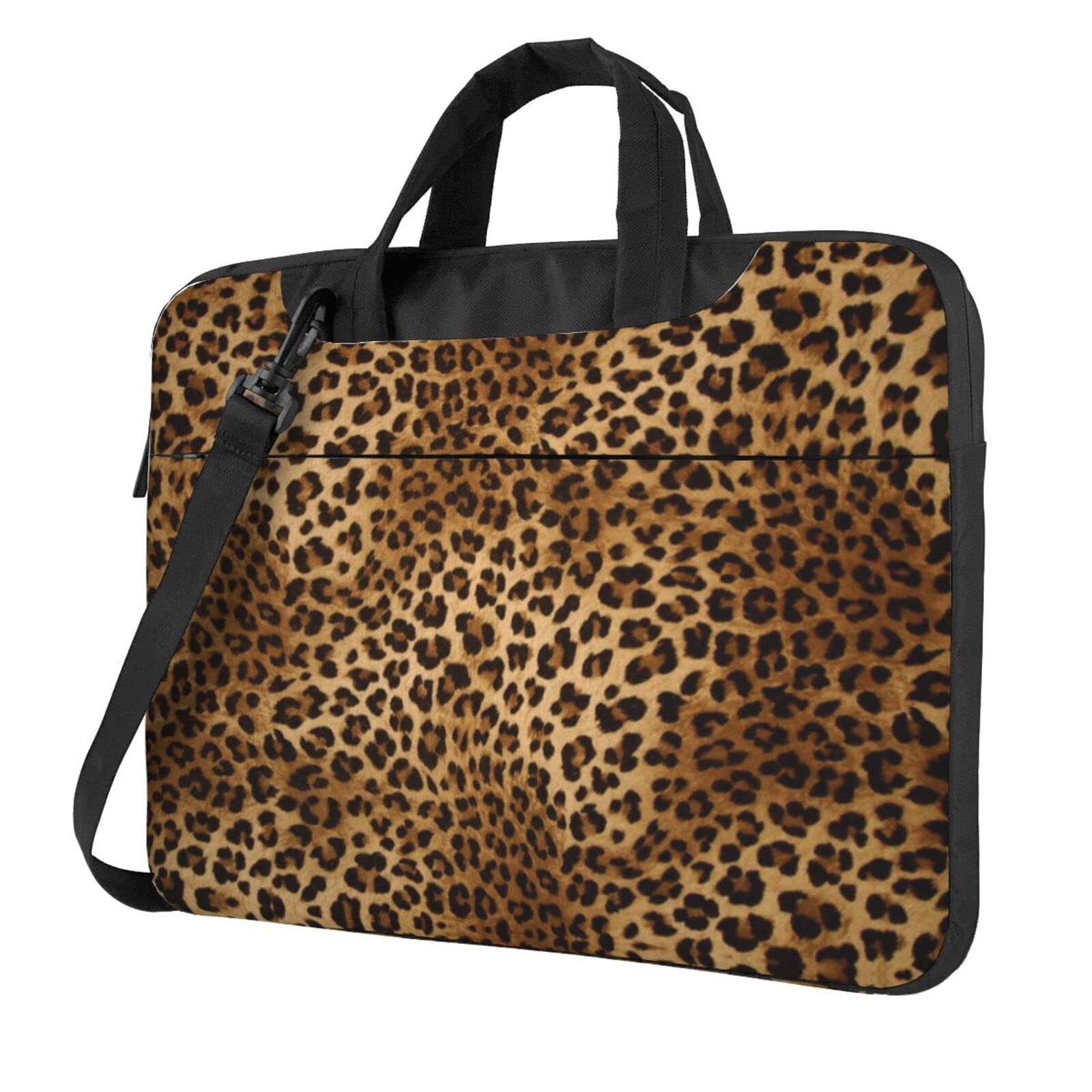 Borsa Porta Computer Leopardata Vegan - Per Laptop Fino A 16 Pollici, Tracolla, Idrorepellente, Elegante