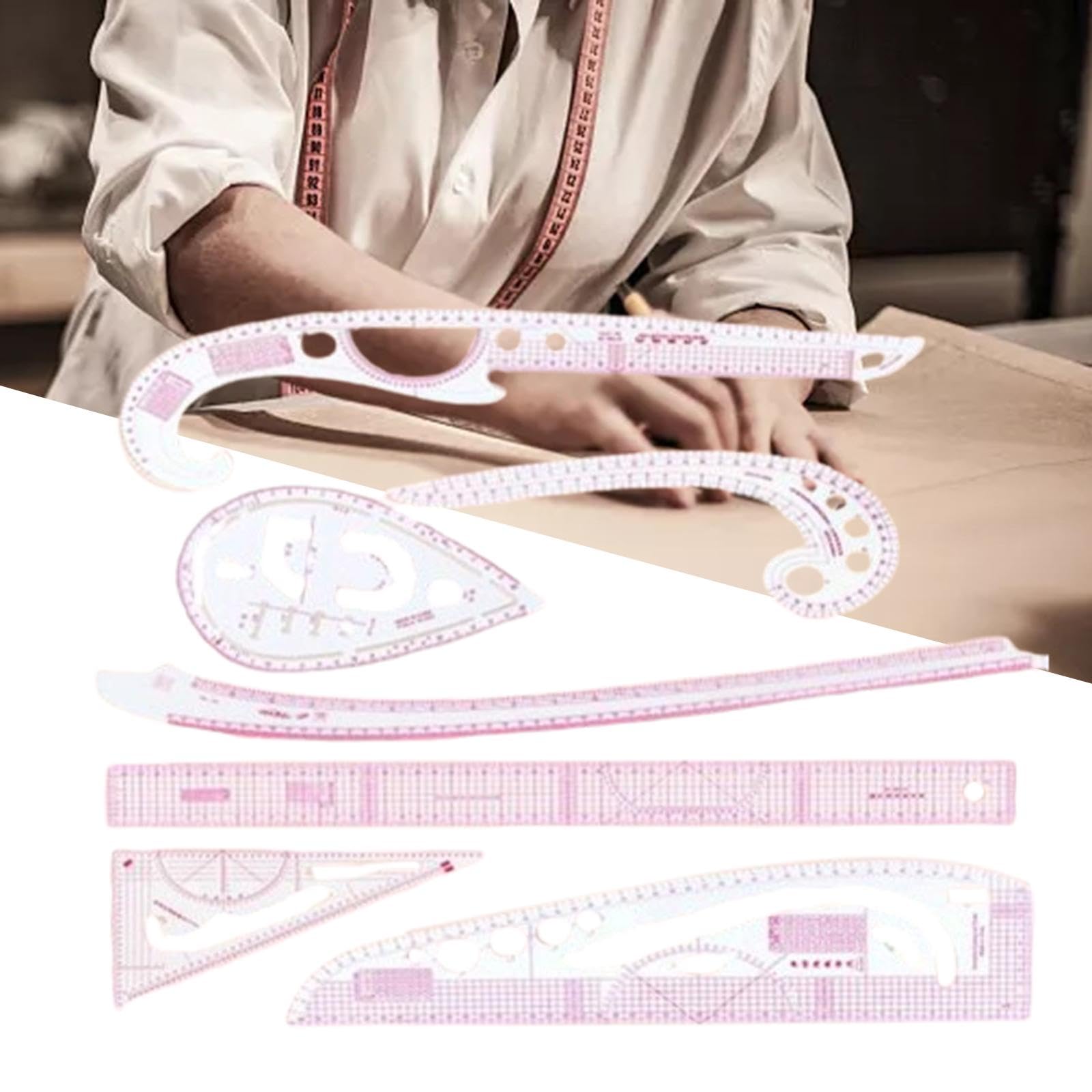 Baoblaze Regla Curva Francesa, Herramientas de Costura, Plantillas de Costura DIY para Ropa, Reglas Curvas para Vestidos, Regla de Costura para sastres, 8 Piezas