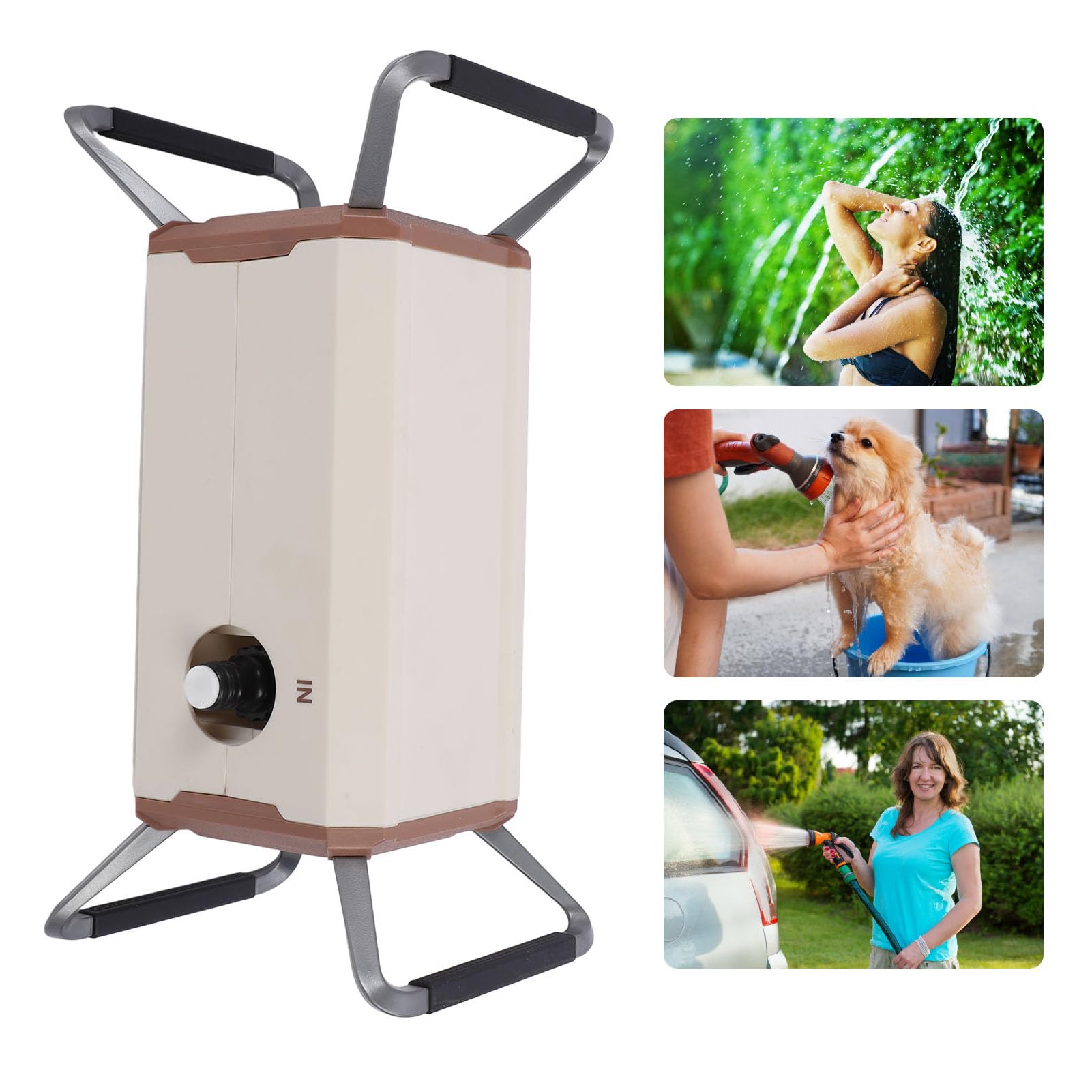 Grado di impermeabilità IPX7 e modalità di spruzzo Multiple - Pompa Portatile per Doccia da Campeggio con Batteria Ricaricabile da 12000 mAh - Include Presa Americana e Custodia