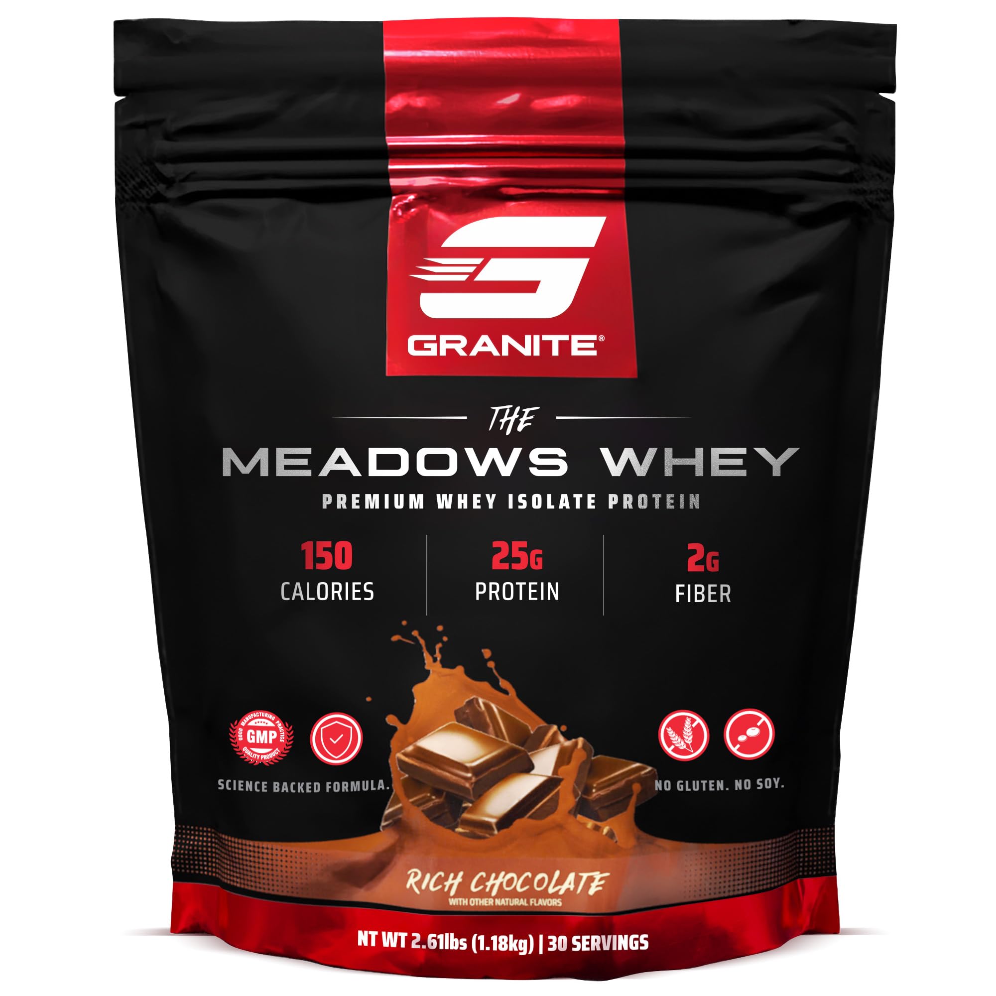 Granite Supplements Meadows Whey Protein Isolate sabor Chocolate intenso 25 g, 30 porções