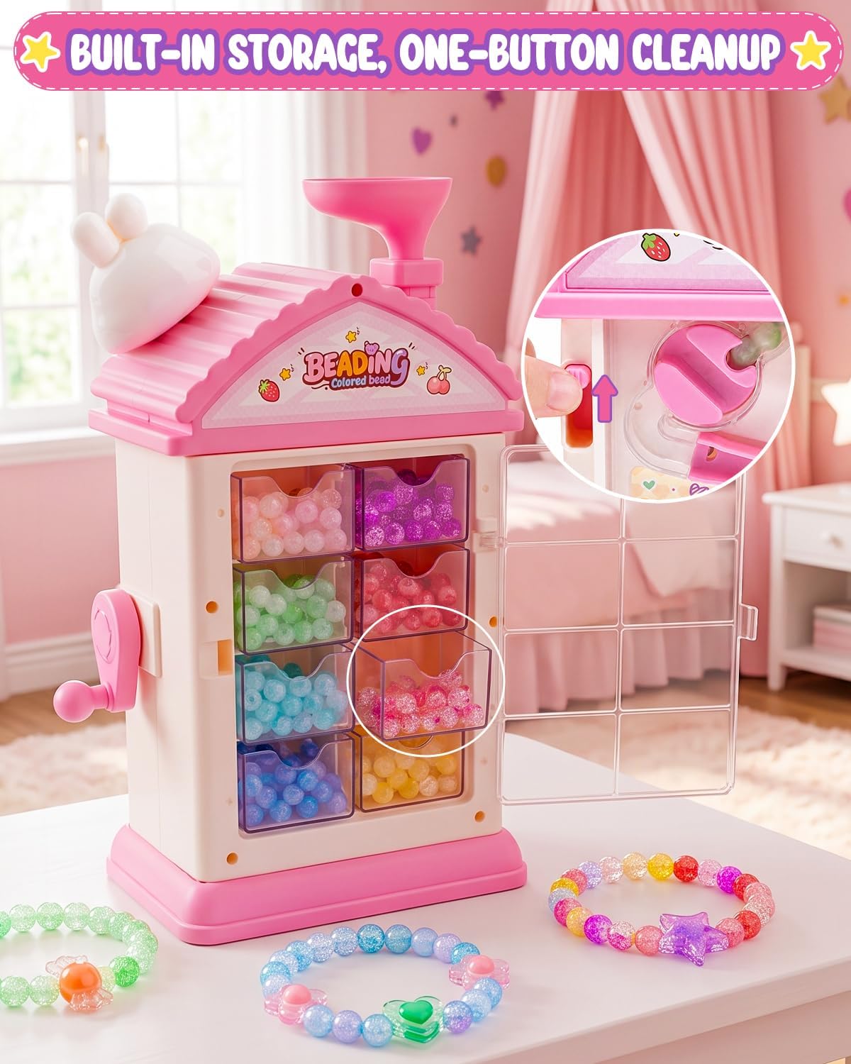 Bracelet Making Kit, 800+ Beads Hand-Crank Birthday Gift for Girls 6-12