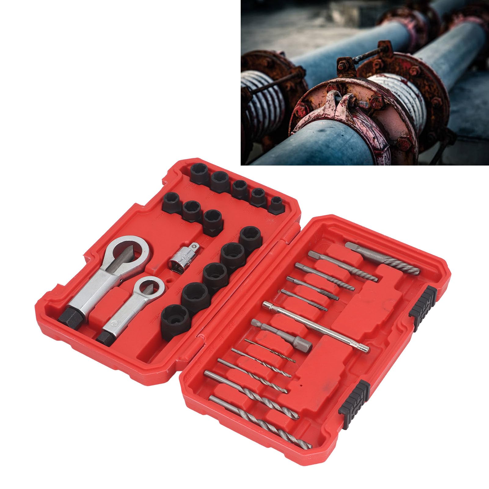 Set di estrattori per viti danneggiate, resistente strumento di rimozione viti in acciaio al cromo-molibdeno antiruggine per bulloni, dadi, elementi di fissaggio, riparazio