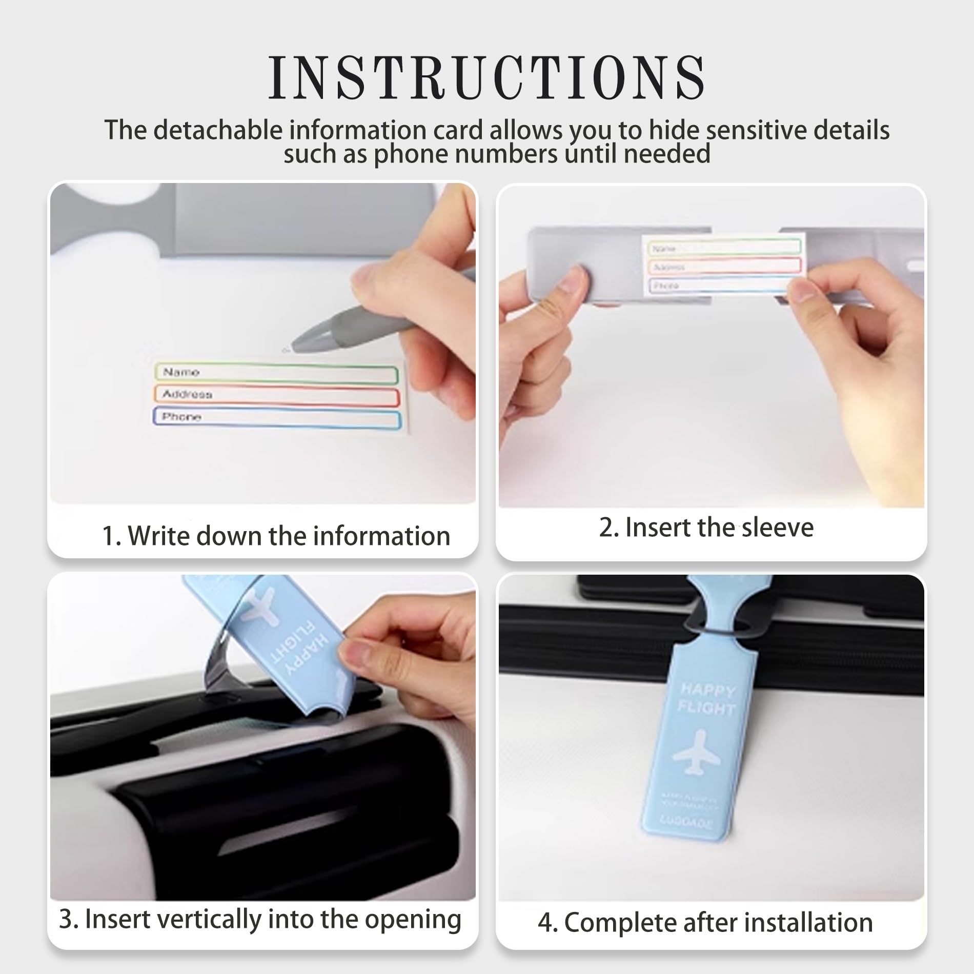 5 Etichette Bagagli In PVC - Identificatori Viaggio, Personalizzabili, Resistente All'Acqua - Foto 5