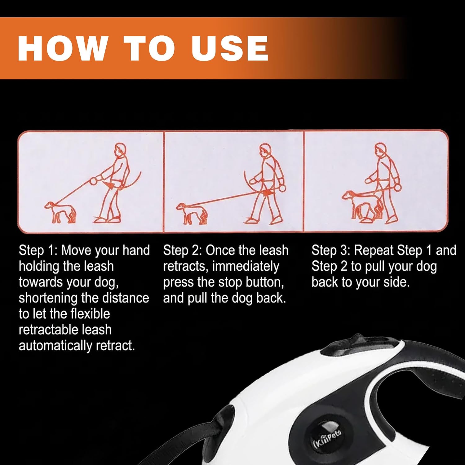 Thalirem 26FT Retractable Dog Leash, Heavy Duty Traction Rope with Anti-Slip Handle, Ivory White Pet Lead for Active Dogs, Walking Hiking Camping