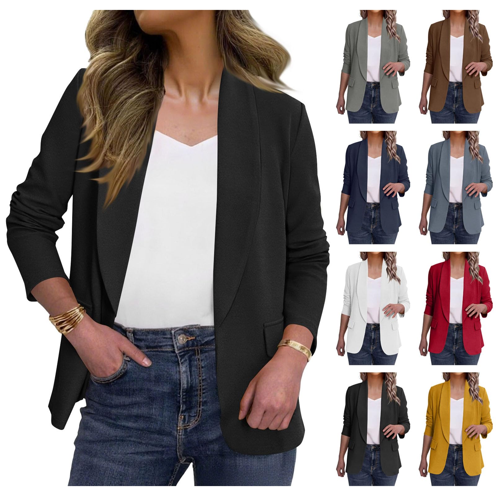 Blazers for Women Business Casual Long Sleeve Open Front Cardigans Lightweight Slim Fit Work Office Blazer Jackets