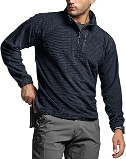 Suéter de forro polar con cremallera de un cuarto para hombre, suéter térmico casual al aire libre, bolsillo con cremallera en el pecho, cuello alto falso, manga larga