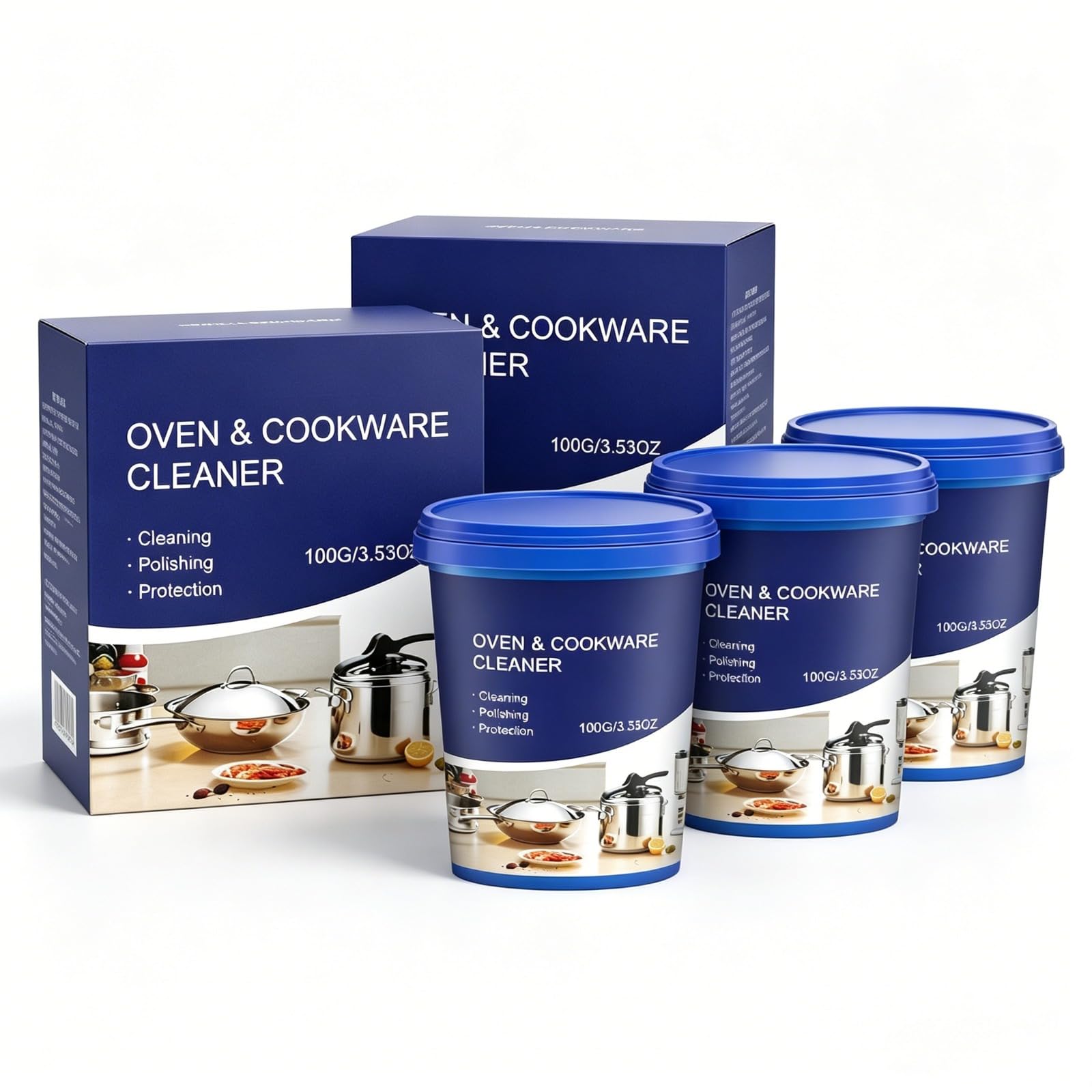 Crema Limpiadora para Hornos y Utensilios de Cocina, Limpiador Abrillantador Multiusos para Ollas, Sartenes y Electrodomésticos de Acero Inoxidable, Elimina Óxido, Manchas y Grasa, 100g