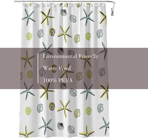 Miniatura 5 de Shower Curtain Liner, PEVA Yellow Shower Curtain with Metal Grommet and 3 Magnetic Weights Shower Liner 72 x 72 inch