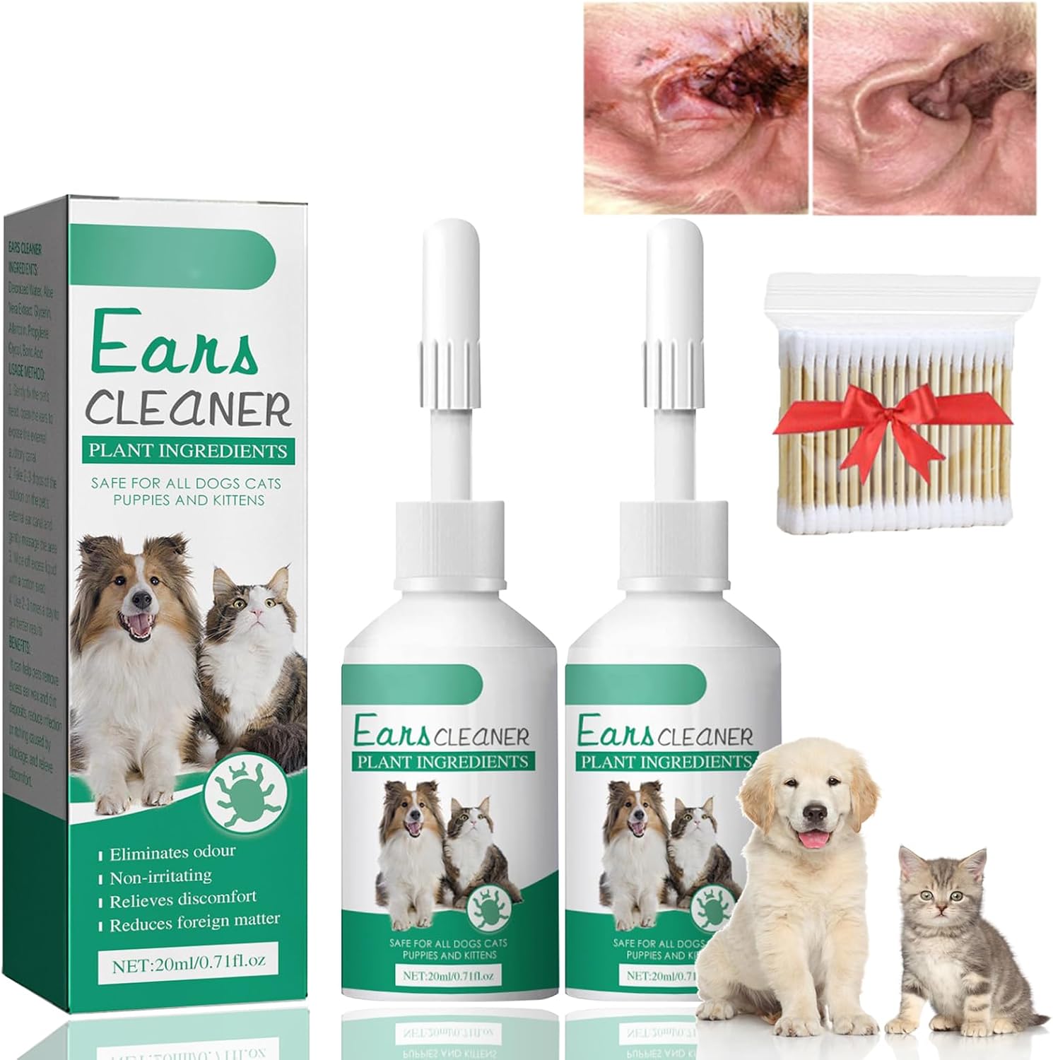 NNBWLMAEE Pet Ear Cleaning Dog Ear Cleaner, Natural NonToxic Dog Ear Cleaning Solution