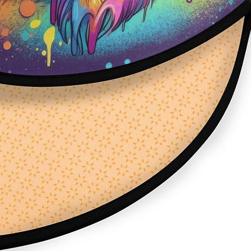 Miniatura 4 de Vnurnrn Alfombra redonda de perezoso arcoíris, 3 pies, para interiores, alfombra circular para sala de estar, puerta, entrada, dormitorio,