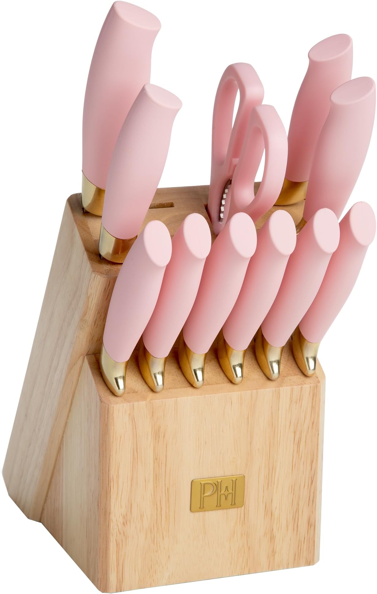 Amazon.com: 10-Piece Heart-Shaped Stainless Steel Knife Block Set, Pink ...